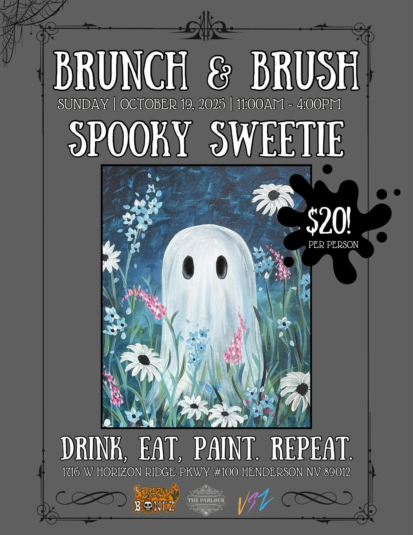 🎨✨ Henderson! 
It’s time to grab your brushes and mimosas 🥂 
Brunch & Brush is back at @parlourhenderson this Sunday, October 19th, 2025 from 11AM–4PM 🍳🖌️
Presented by @vsz_soulz and @sara.godbout , this one-of-one experience i