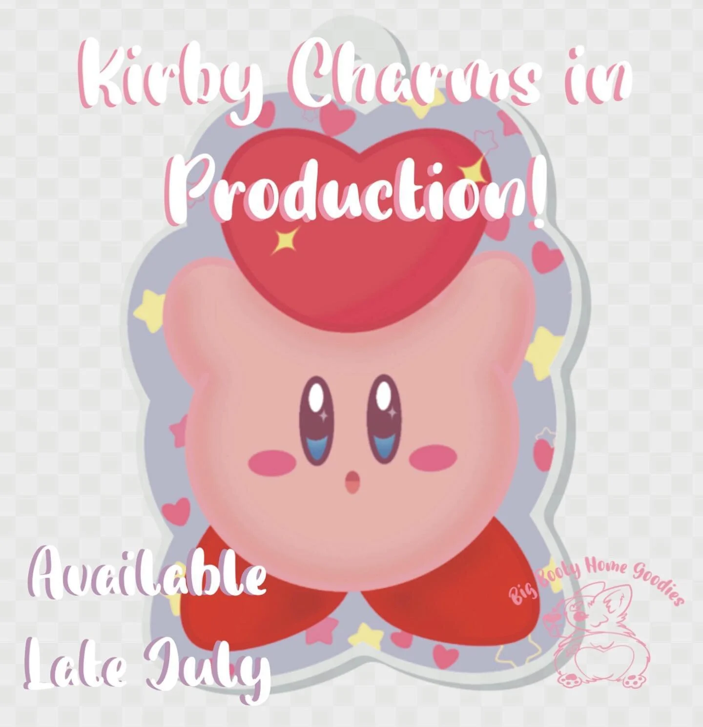 My Kirby sticker is now being made into a charm! 
It will come with a gold star clip ⭐️
I only ordered 20 charms to be made, which will be available later this month in my shop! 
One charm will potentially be a giveaway prize! Would you like this to 