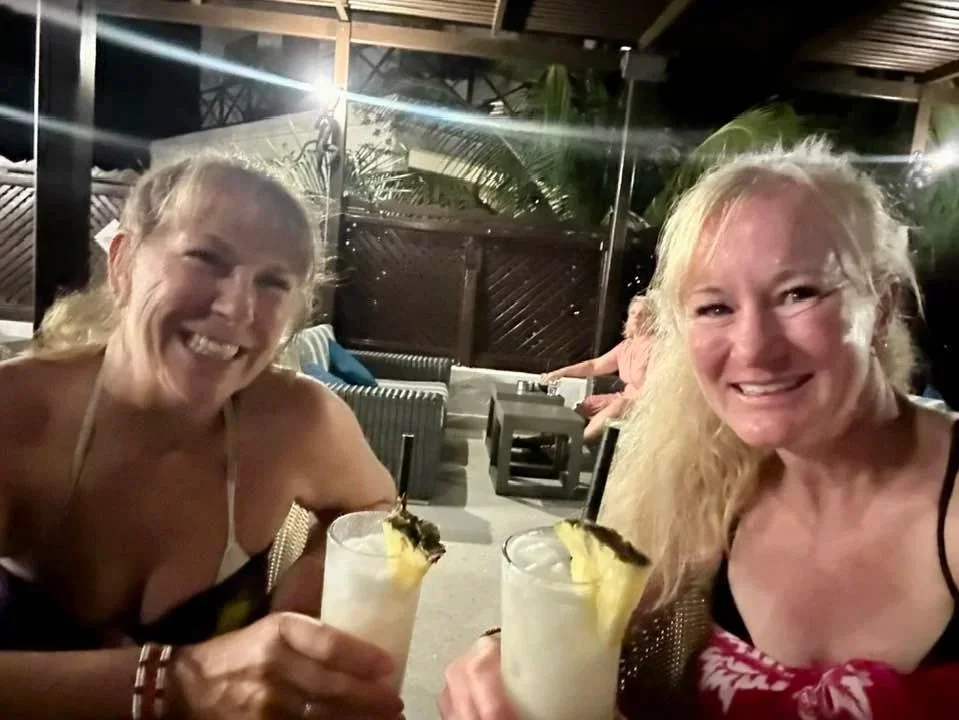 Michelle and Teresa enjoying a tropical cocktail in Zanzibar! 