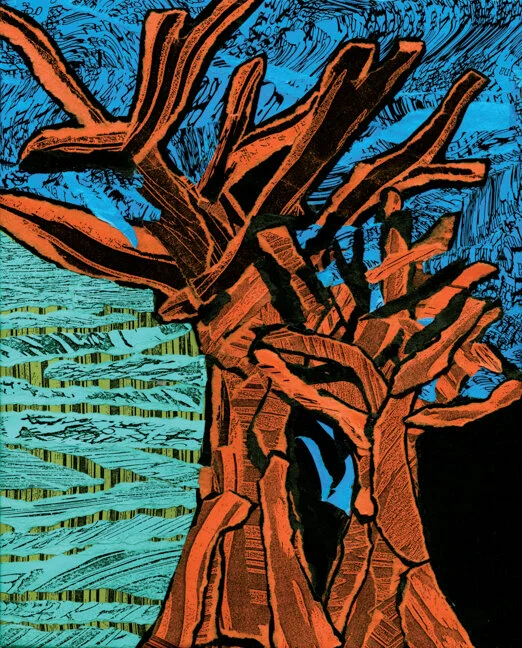 Inspired by a poem that I authored of single words; this is "Trees". *Was selected for the  "32nd Annual National Works on Paper Juried Exhibition."