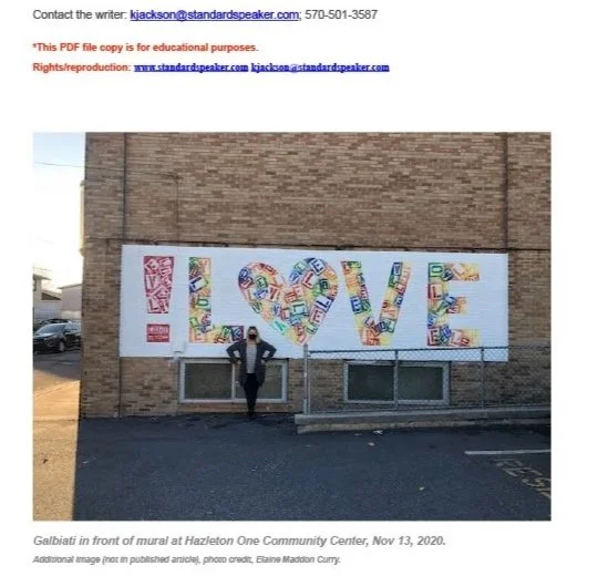 !Love Mural at Hazleton Integration Project, news story / Standard-Speaker / Nov. 2020 
