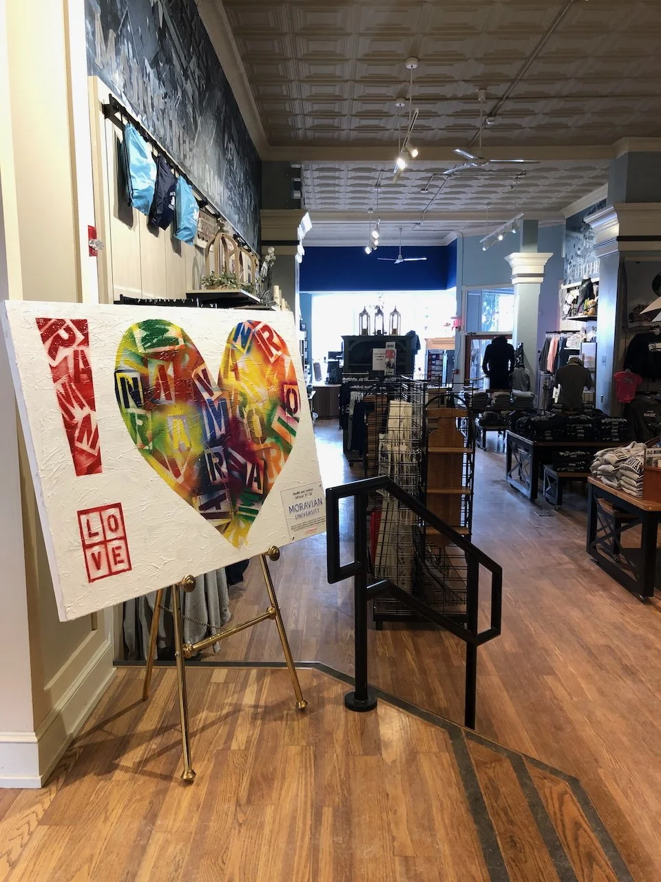 Final pieces traveled throughout campus featured in each location for appx. a month; Fall 2021 and Spring 2022; shown here Moravian Bookstore, Main Street, Bethlehem .