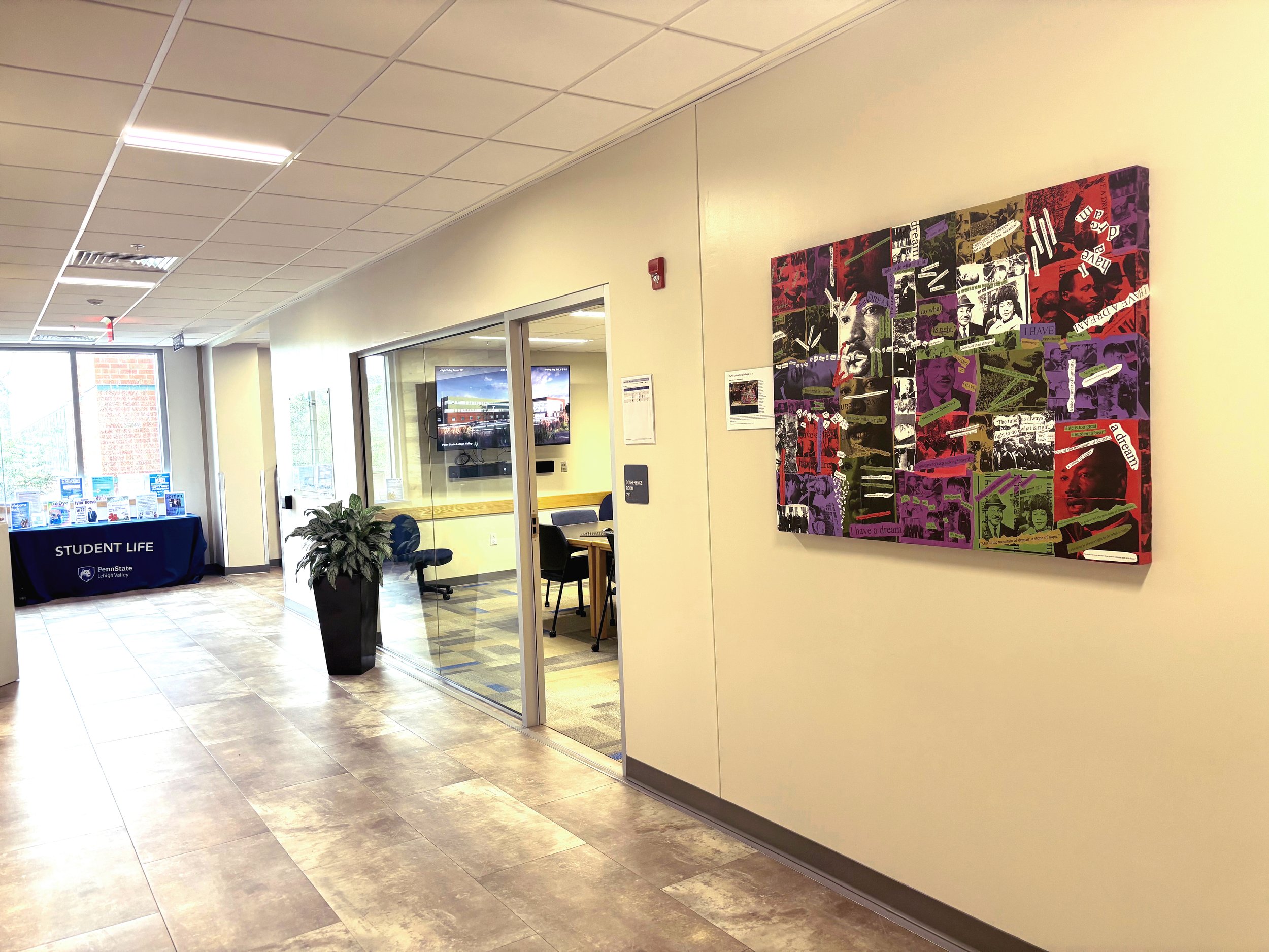 Penn State Lehigh Valley Community Arts MLK day project, install 2nd floor