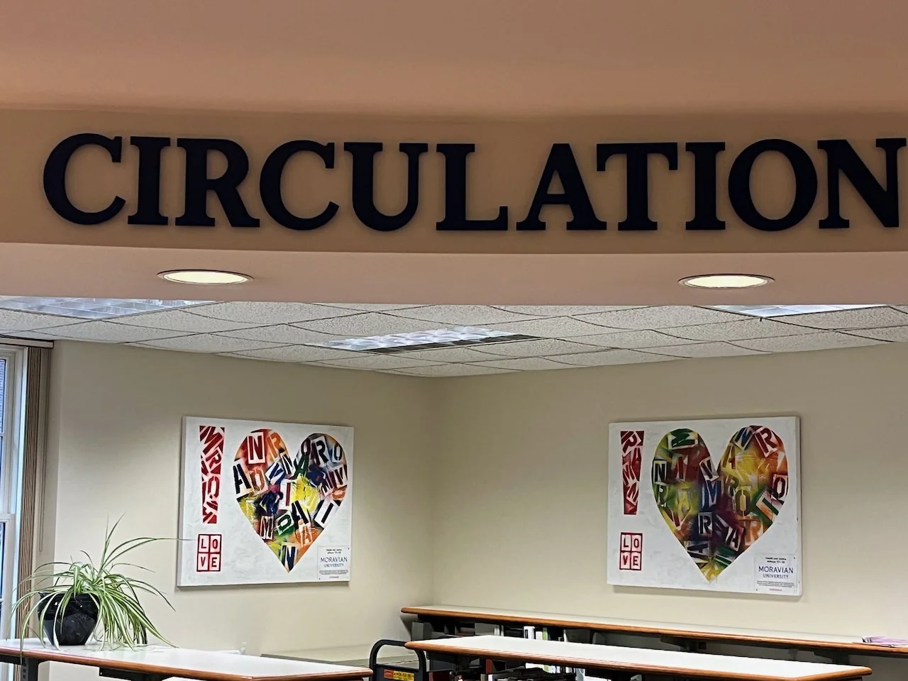 Moravian University !Love Community Arts Project, final install Reeves Library