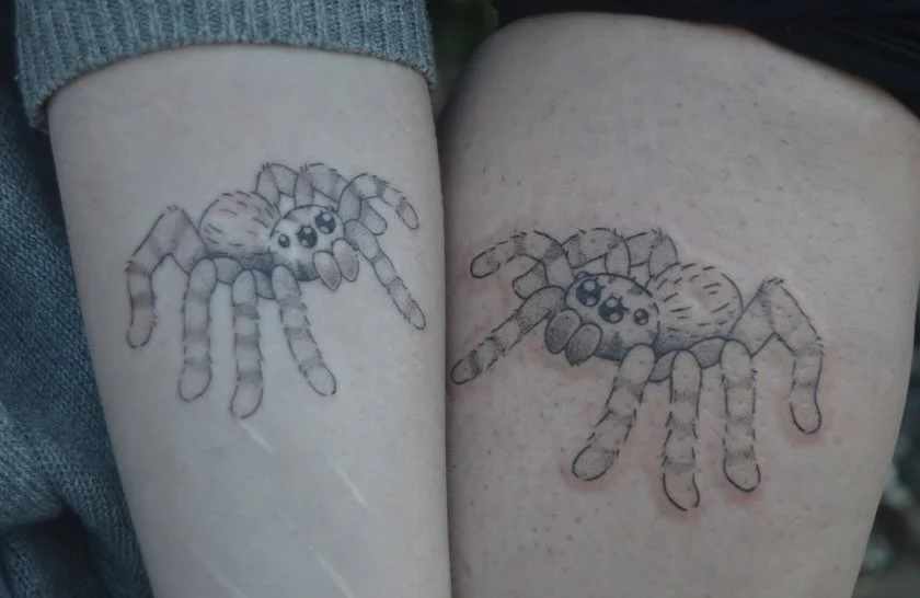 Matching tattoos by @ayshasuntattoos 🕷️ You can book with Aysha by following the link in their bio! 

🥀 @larosatattooco 
3307 S College Ave Unit 102-B
Fort Collins, CO 80525
(970) 682-2946