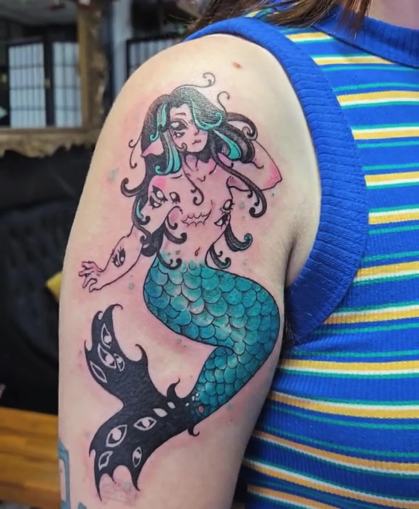 Tattoo by @extramints 🧜🏻&zwj;♂️ You can book with Amber by following the link in their bio!

🥀 @larosatattooco
3307 S College Ave Unit 102-B
Fort Collins, CO 80525
(970) 682-2946
.
.
.
.
.
illustrative tattoos, color tattoos, mermaid, merman, myth