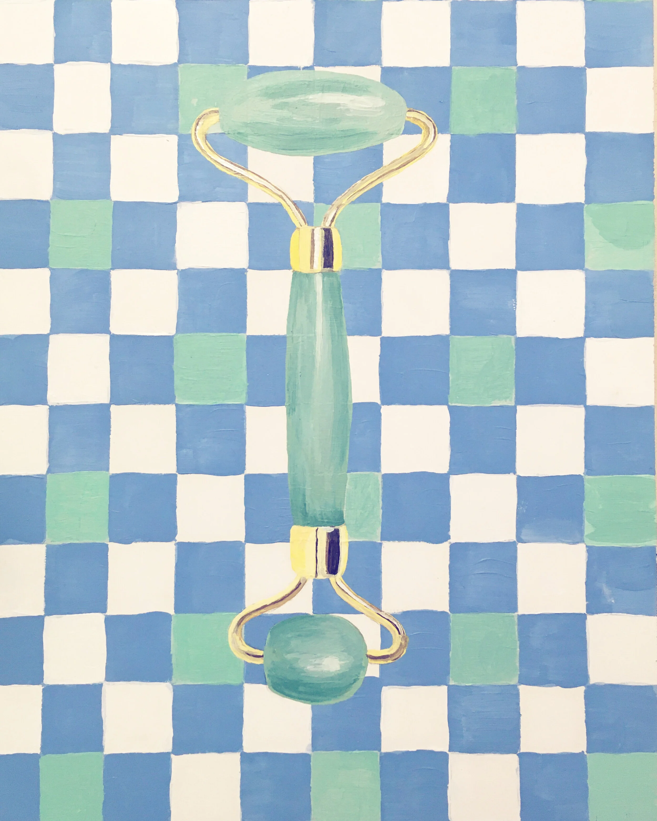 Jade Facial Roller, 2020. Oil on board, 20 x 30cm