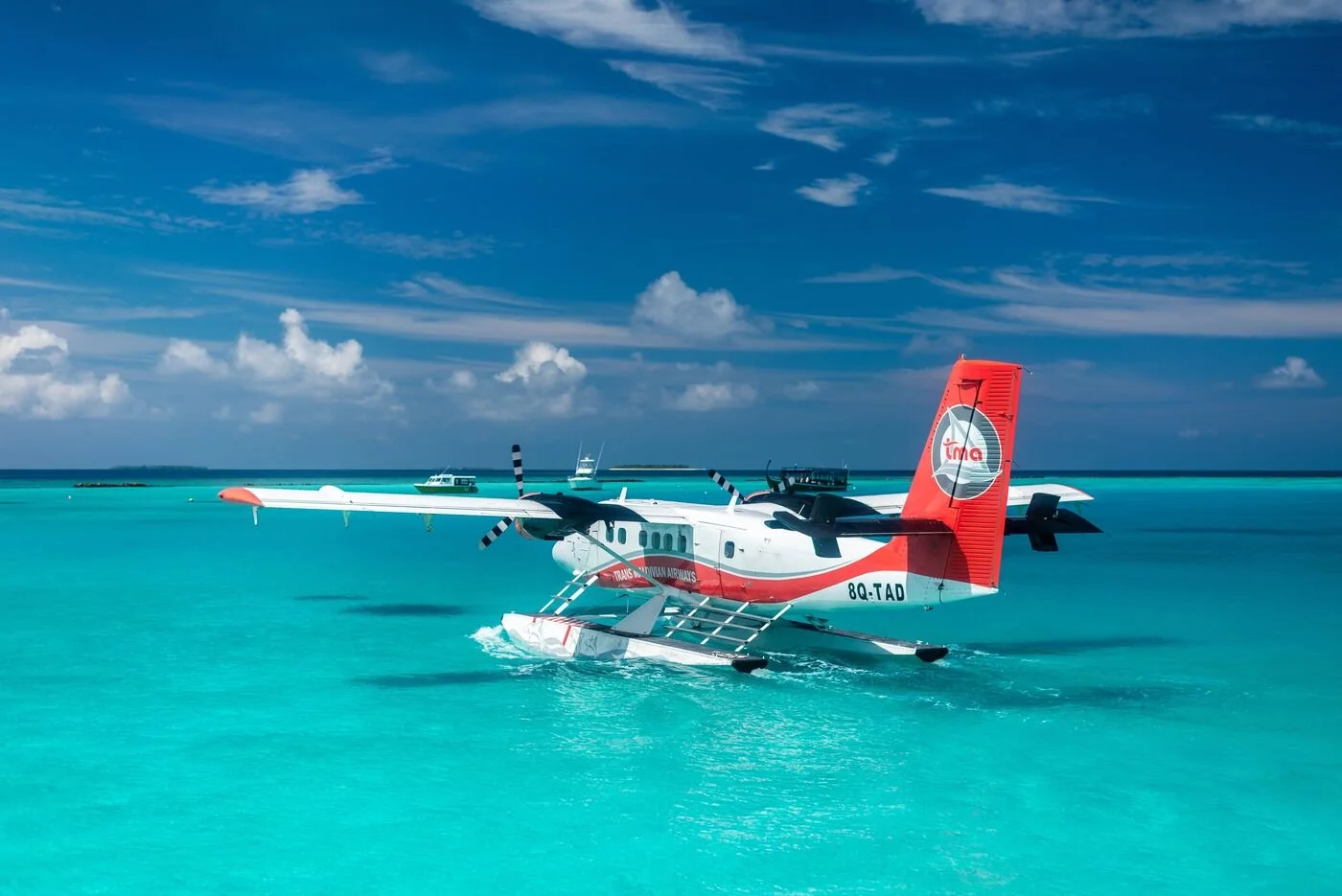 Seaplane on a Maldivian lagoon