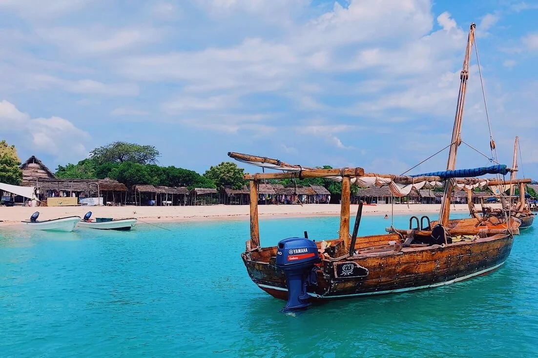 A traditional dhow off the Zanzibar coast