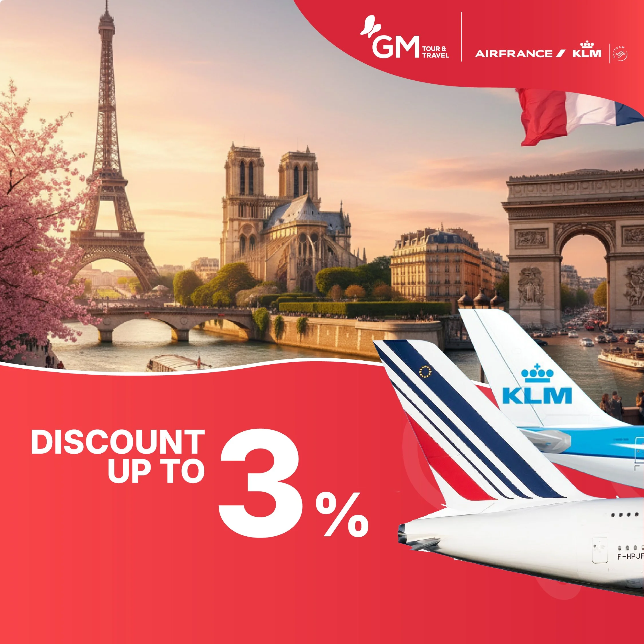 AF/KL Promotion Discount 3% — GM Tour & Travel