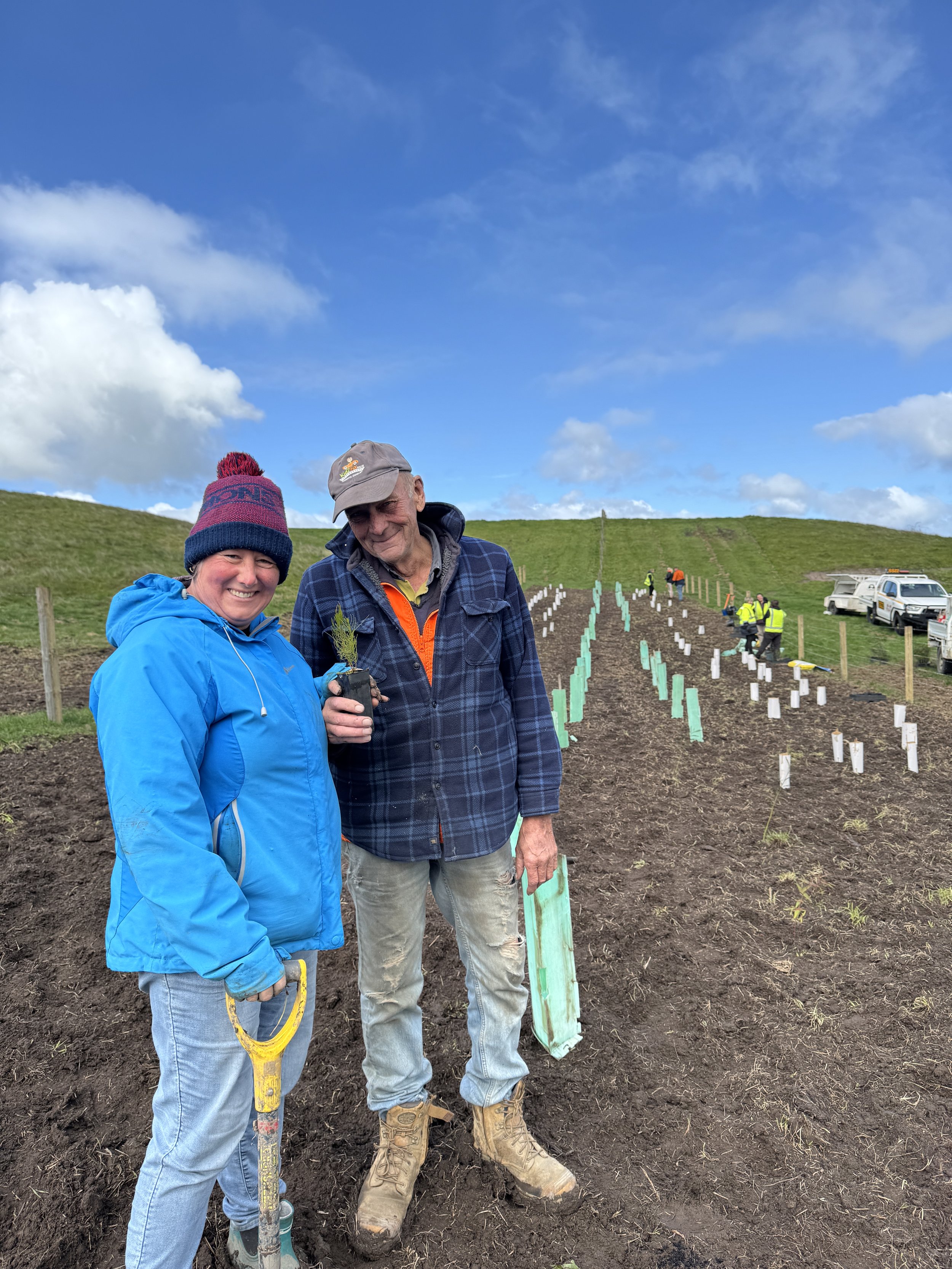 Tony and Donna planting trees