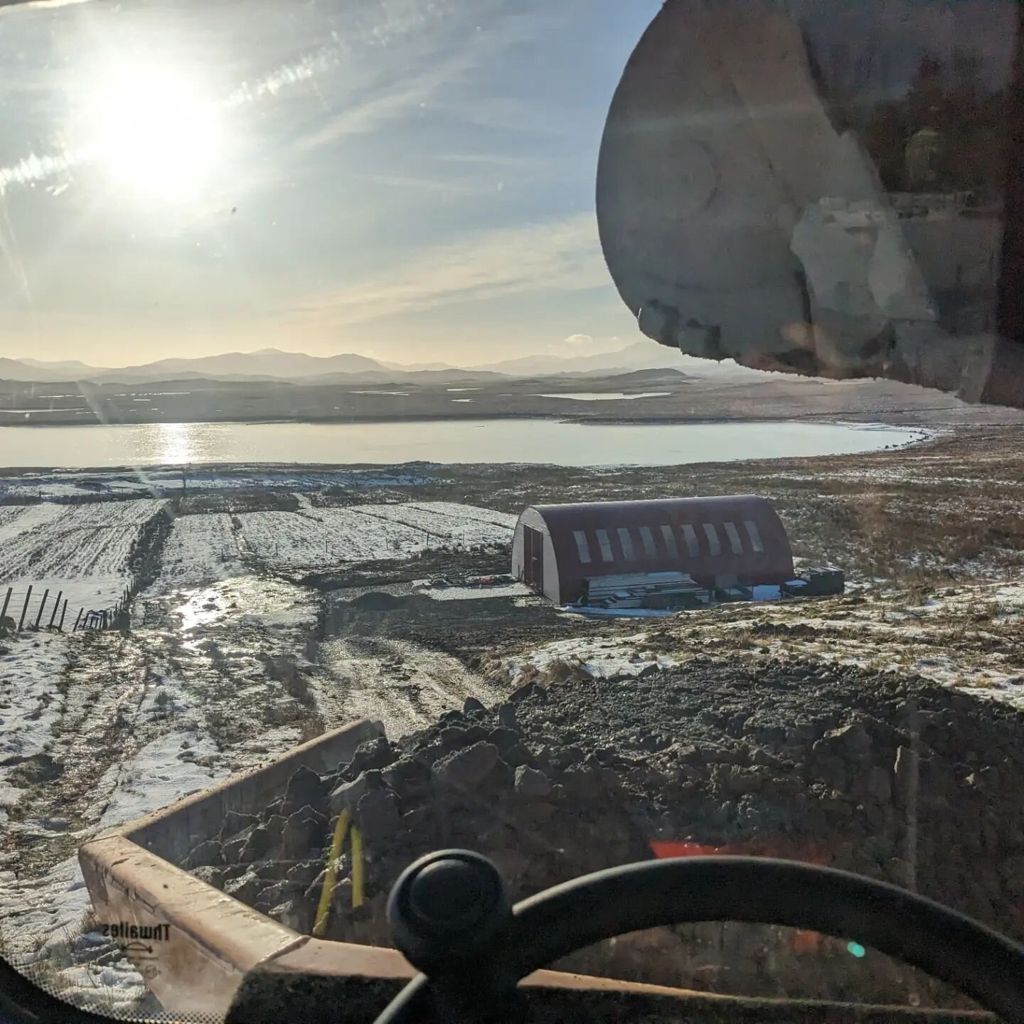 Work is afoot at the HQ. A stunning day for working outside in a Hebridean winter (once you figure out how to stop 28 tons of lorry sliding down the hill)🥶❄️
