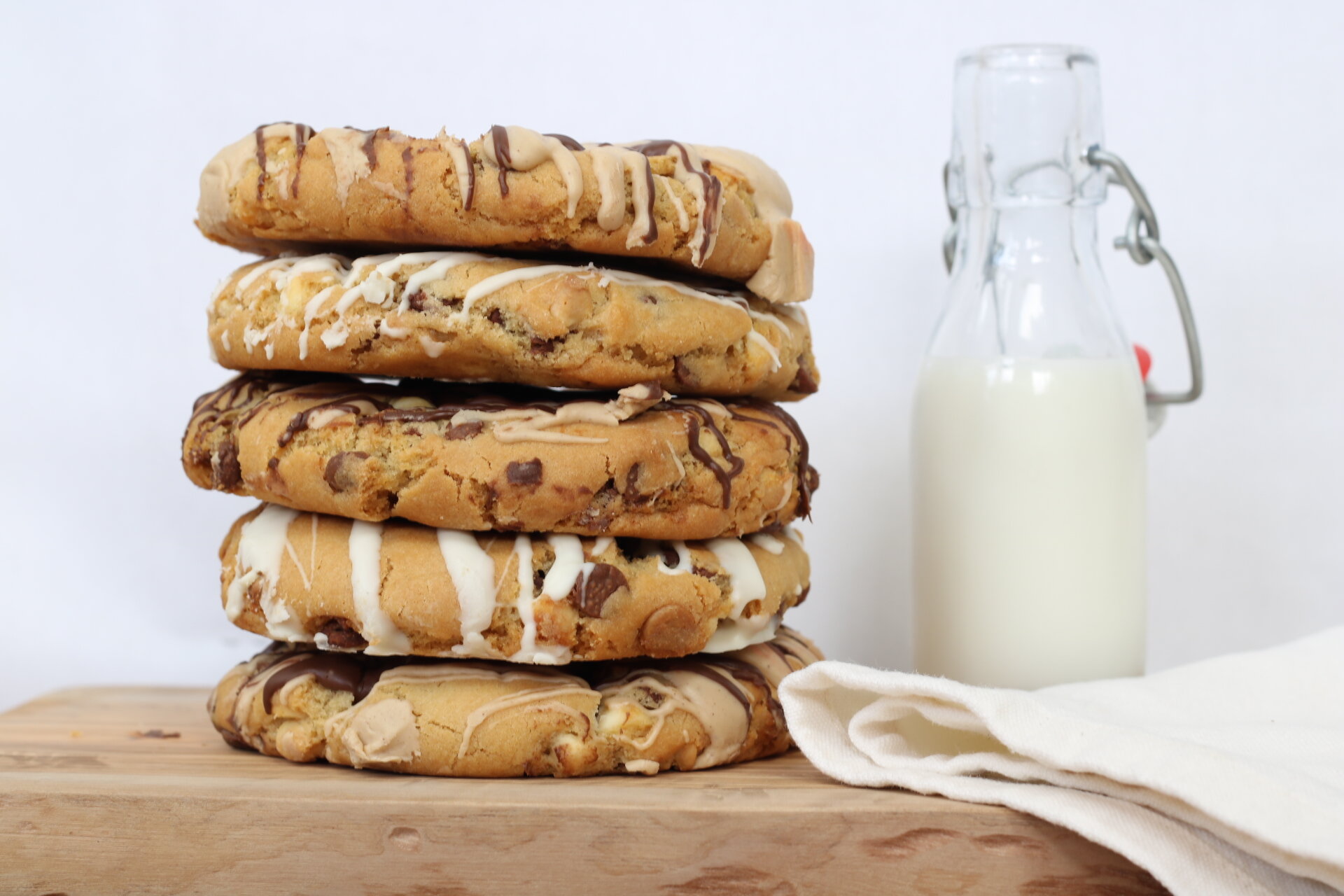 chocolate chip cookies with milk bottle