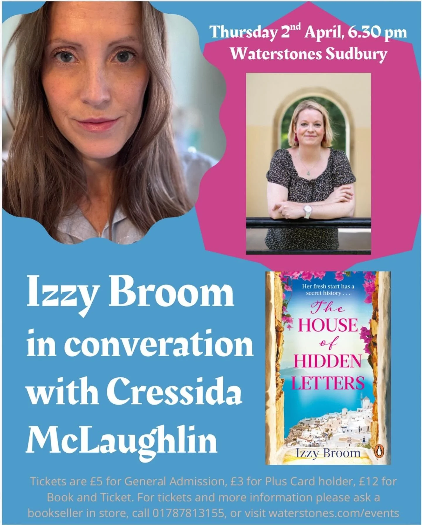 I&rsquo;m so happy to be helping the wonderful @isabelle_broom celebrate the launch of her new book, The House of Hidden Letters, at @waterstonessudbury. Come along and see us talk all things books and writing, dreams and beautiful locations. It&rsqu