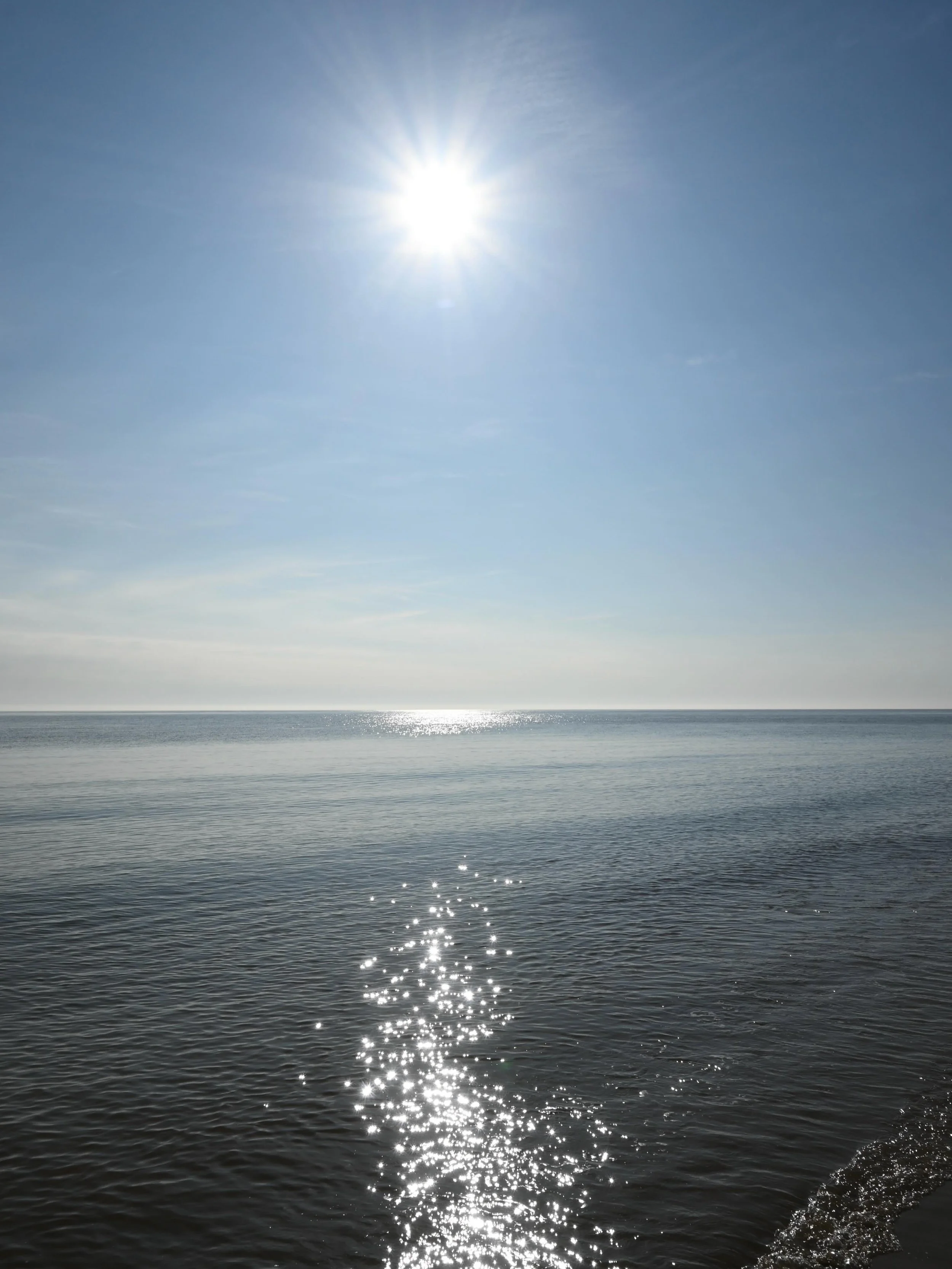 We went to the sea this morning for an early morning walk, before the sun was so hot it made our skin sizzle (and my pale skin sizzles a LOT) and it was perfect. Glittering sun diamonds on the water, a white, wispy mist so you couldn&rsquo;t properly