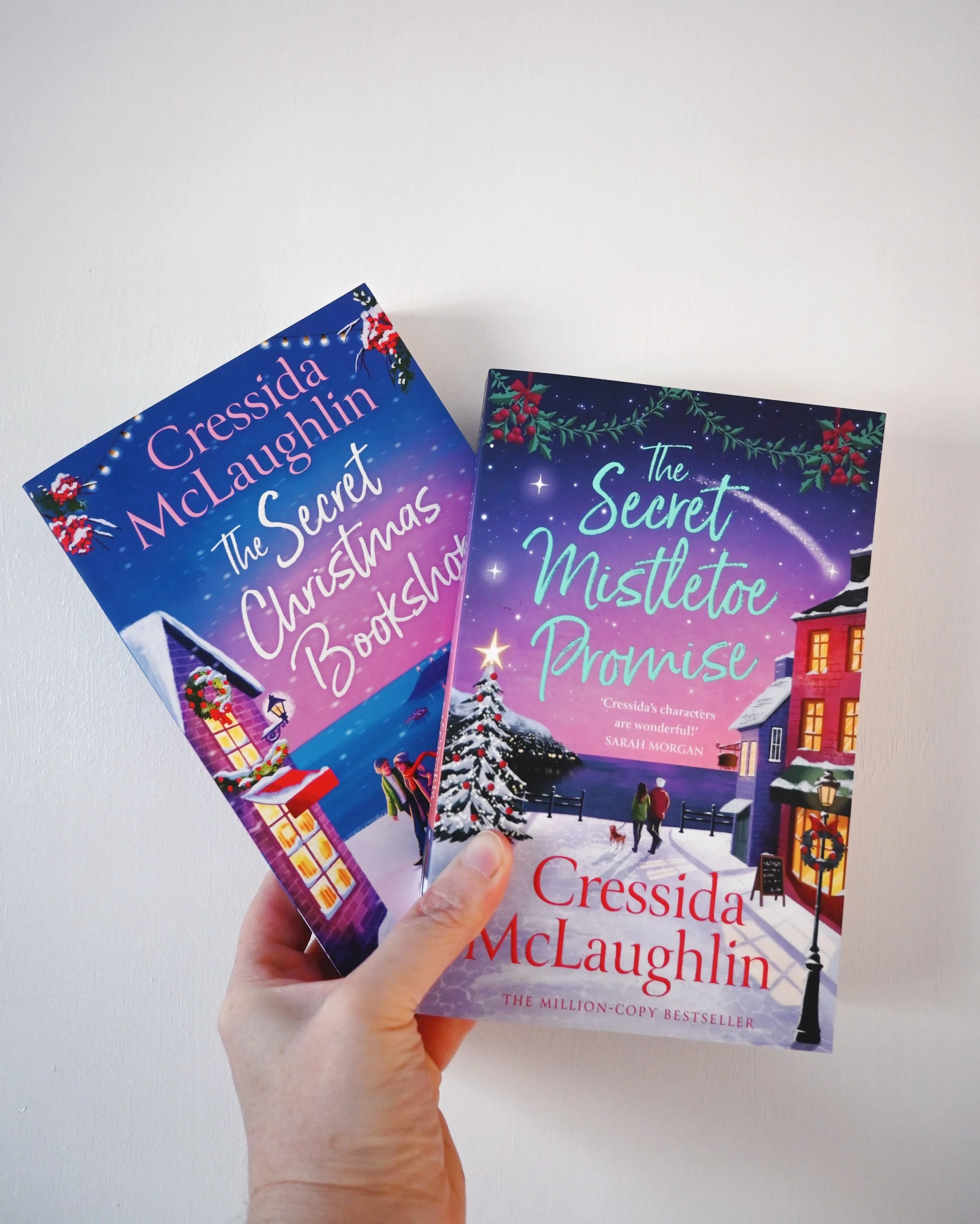 Excited that I get to add another book to this cosy, sparkly pair - though I could barely hold these two up, my hands are not big enough to hold three like this! Maybe I&rsquo;ll put them on my head for the pic when The Secret Holiday Kiss arrives?

