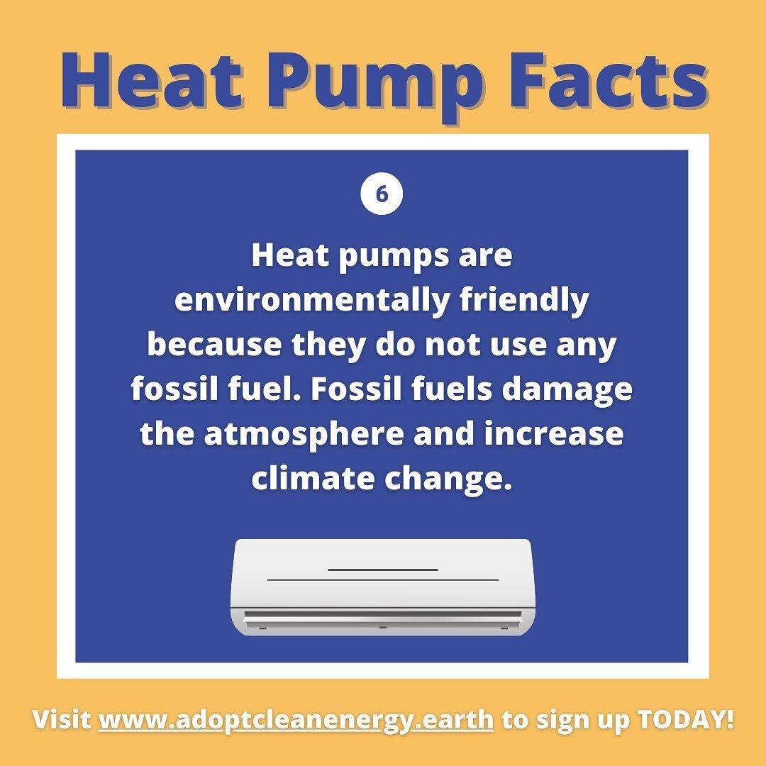 Check out this week's #heatpumpfact 👍 

Heat pumps are safe and environmentally friendly 🌎⚡️⠀
Visit adoptcleanenergy.earth to learn more.⠀
⠀
@ulwestchester @nyserda⠀ ⠀
⠀
#adoptcleanenergy #cleanenergy #renewableenergy