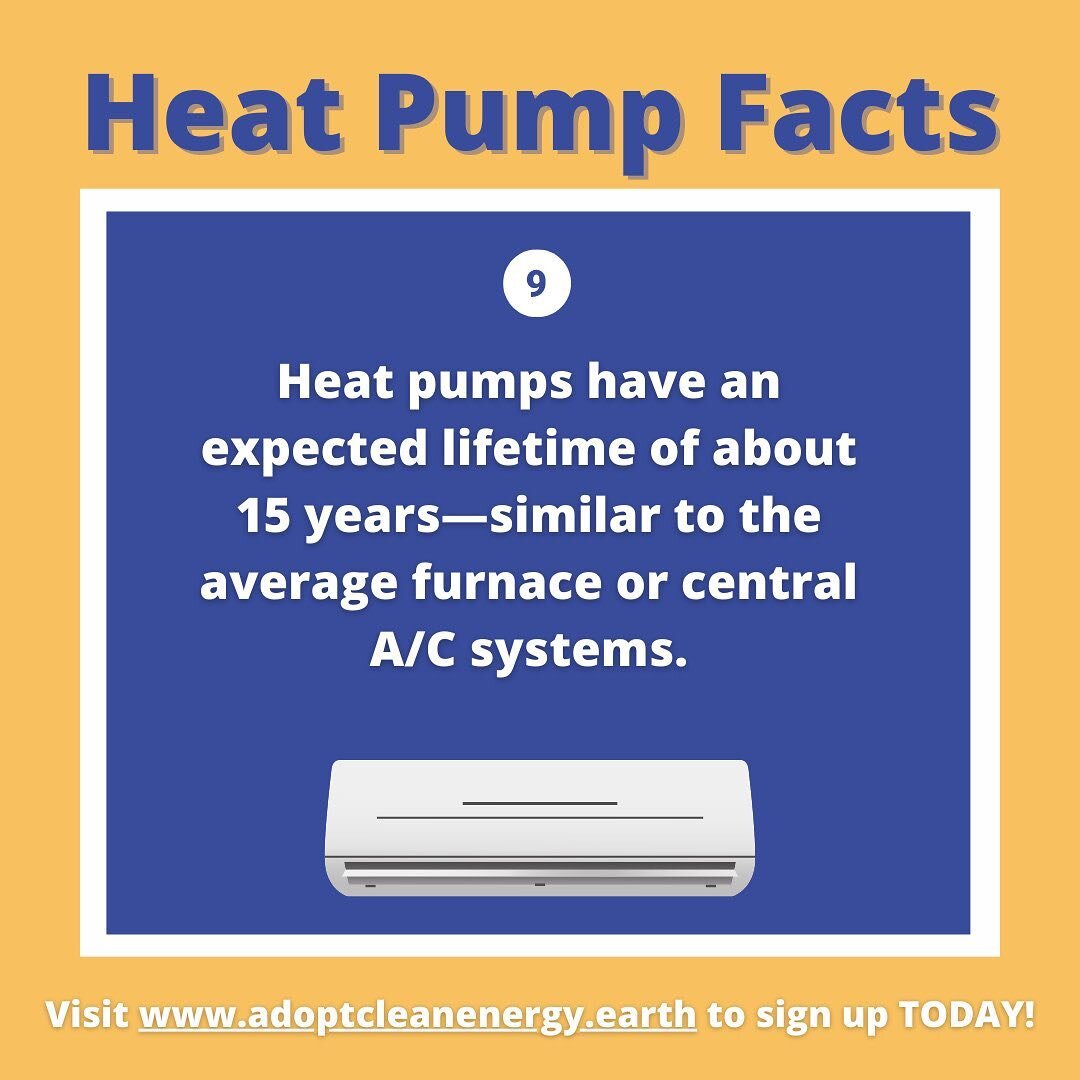 Today's heat pump fact, heat pumps have a great lifespan 🌎⚡️ To sign up, visit our website today 👍 Link is in our bio.⠀
⠀
@ulwestchester @nyserda⠀
⠀
#adoptcleanenergy #cleanenergy #renewableenergy♻️