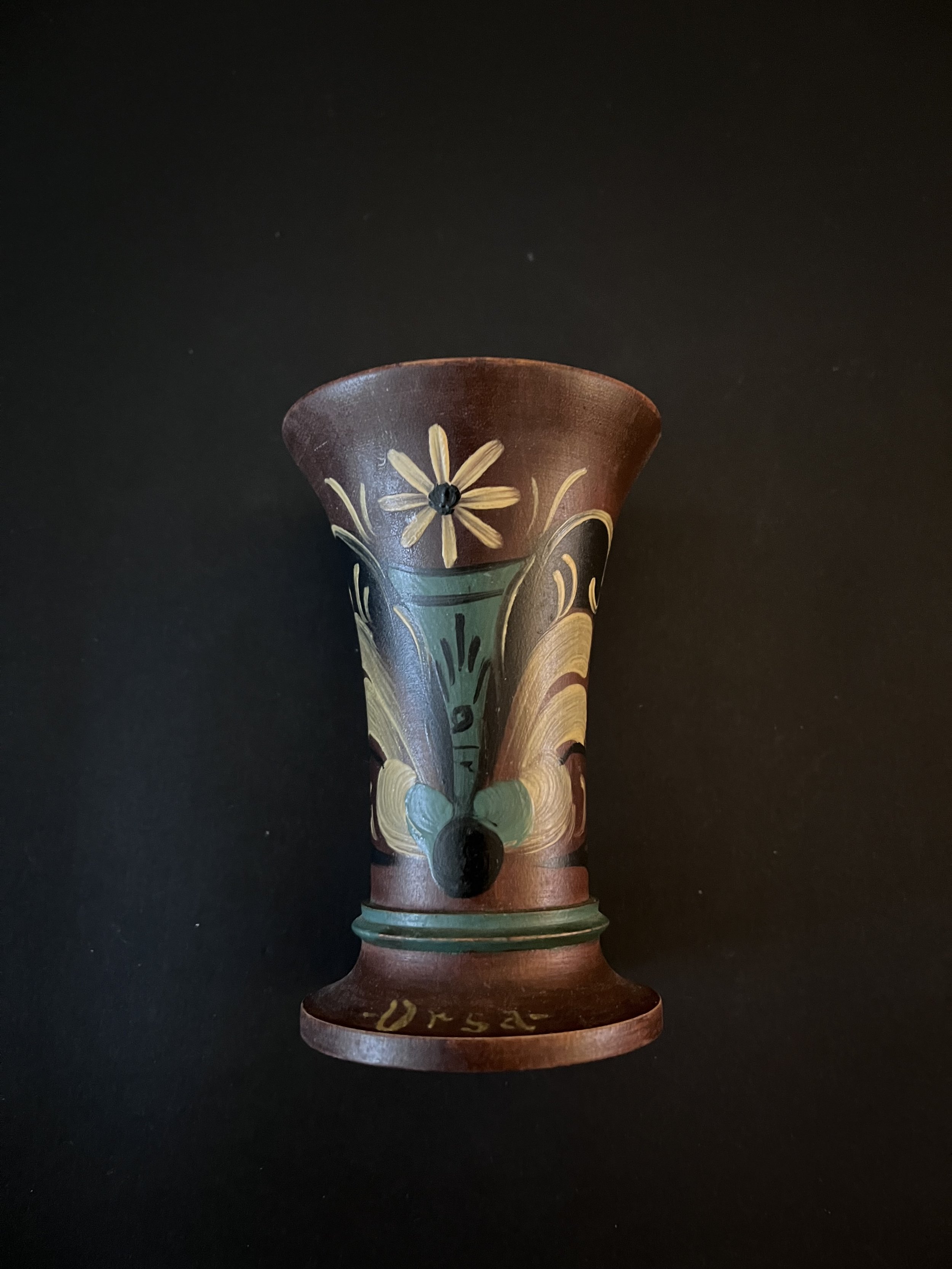 Wooden handpainted kurbits vase