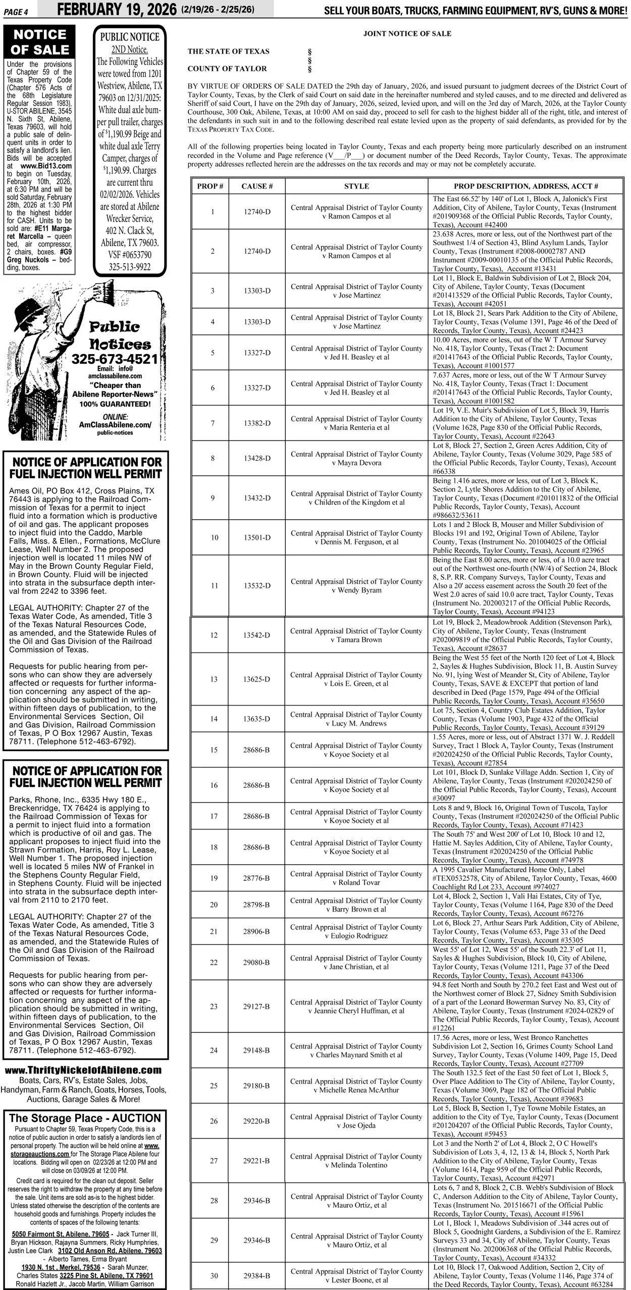 Publish public and legal notices in Abilene, Texas, and 30+ surrounding counties with fast, reliable placement in trusted Taylor County newspapers. We assist individuals, attorneys, and businesses with citation by publication, notice to creditors, ad