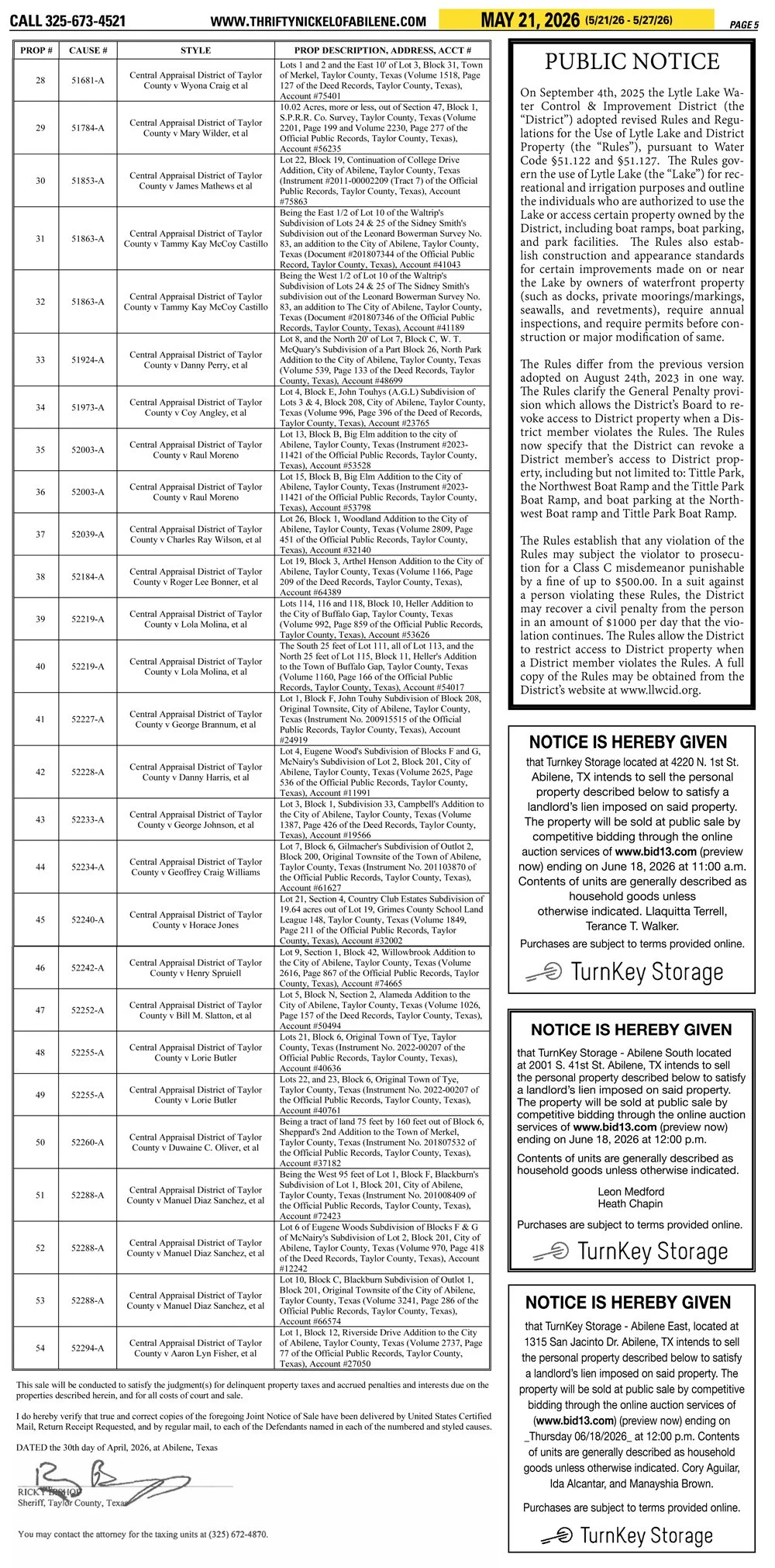Publish public and legal notices in Abilene, Texas, and 30+ surrounding counties with fast, reliable placement in trusted Taylor County newspapers. We assist individuals, attorneys, and businesses with citation by publication, notice to creditors, ad