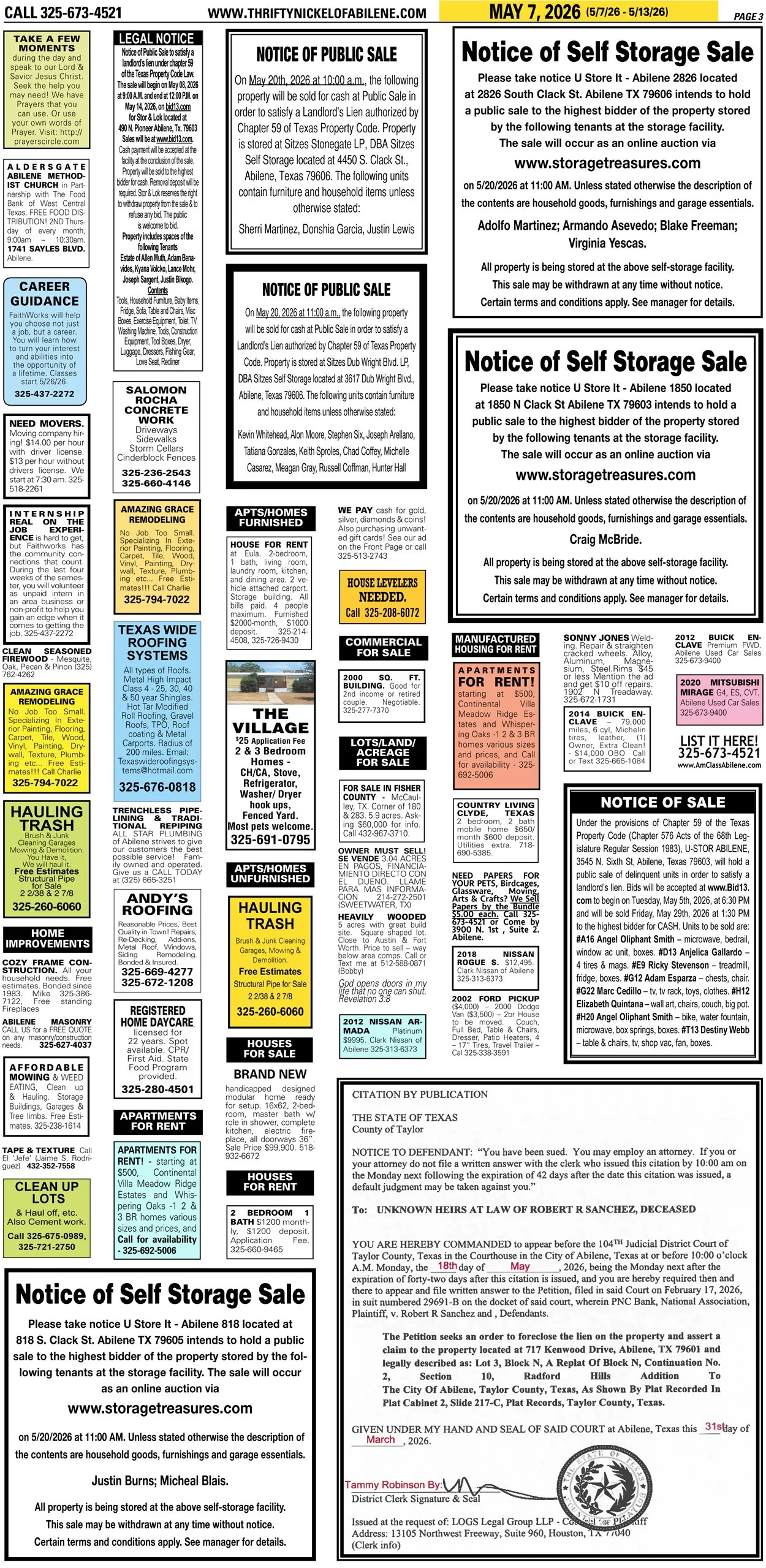Publish public and legal notices in Abilene, Texas, and 30+ surrounding counties with fast, reliable placement in trusted Taylor County newspapers. We assist individuals, attorneys, and businesses with citation by publication, notice to creditors, ad