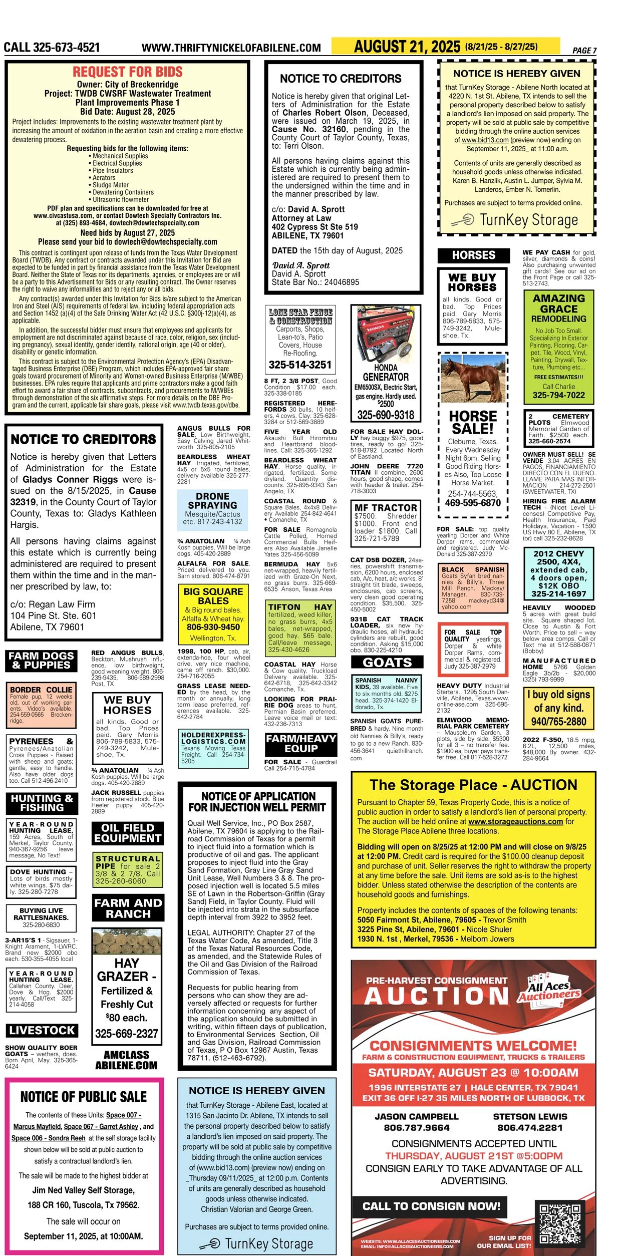 Public Legal Notices in Abilene Texas Taylor County