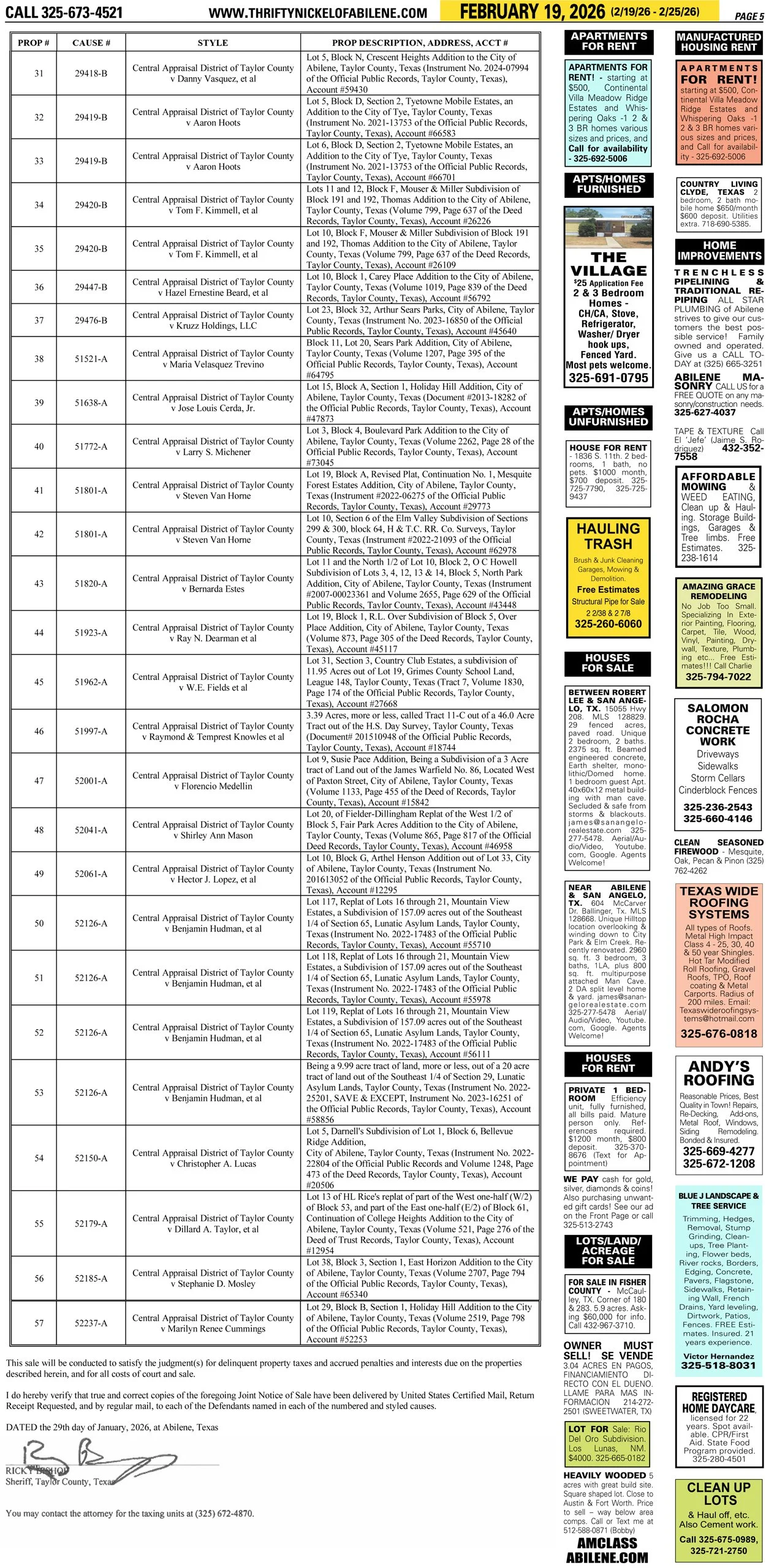 Publish public and legal notices in Abilene, Texas, and 30+ surrounding counties with fast, reliable placement in trusted Taylor County newspapers. We assist individuals, attorneys, and businesses with citation by publication, notice to creditors, ad