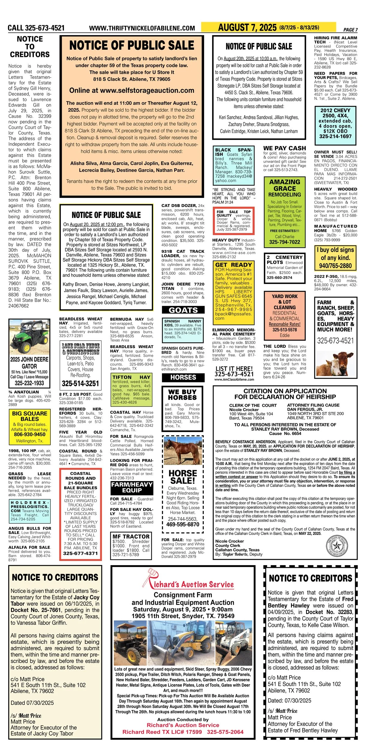 Public Legal Notices in Abilene Texas Taylor County