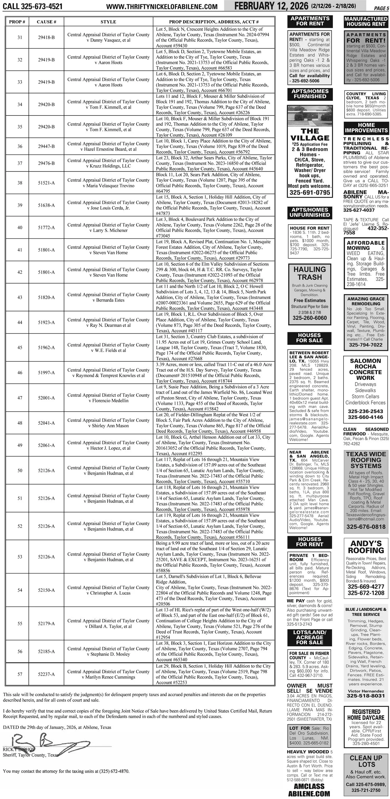 Publish public and legal notices in Abilene, Texas, and 30+ surrounding counties with fast, reliable placement in trusted Taylor County newspapers. We assist individuals, attorneys, and businesses with citation by publication, notice to creditors, ad
