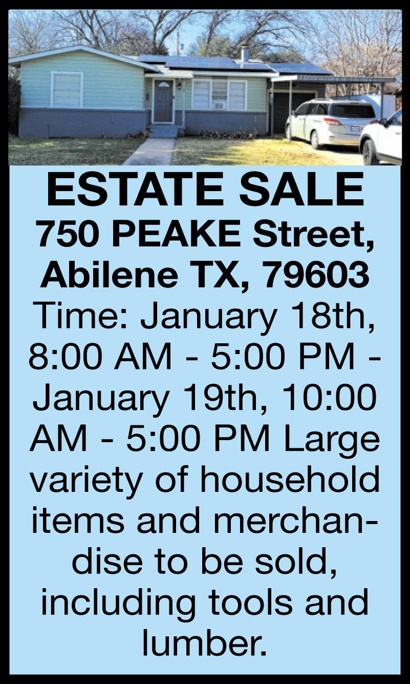 Abilene TX Garage And Estate Sales THIS WEEK ONLY Thrifty Nickel of