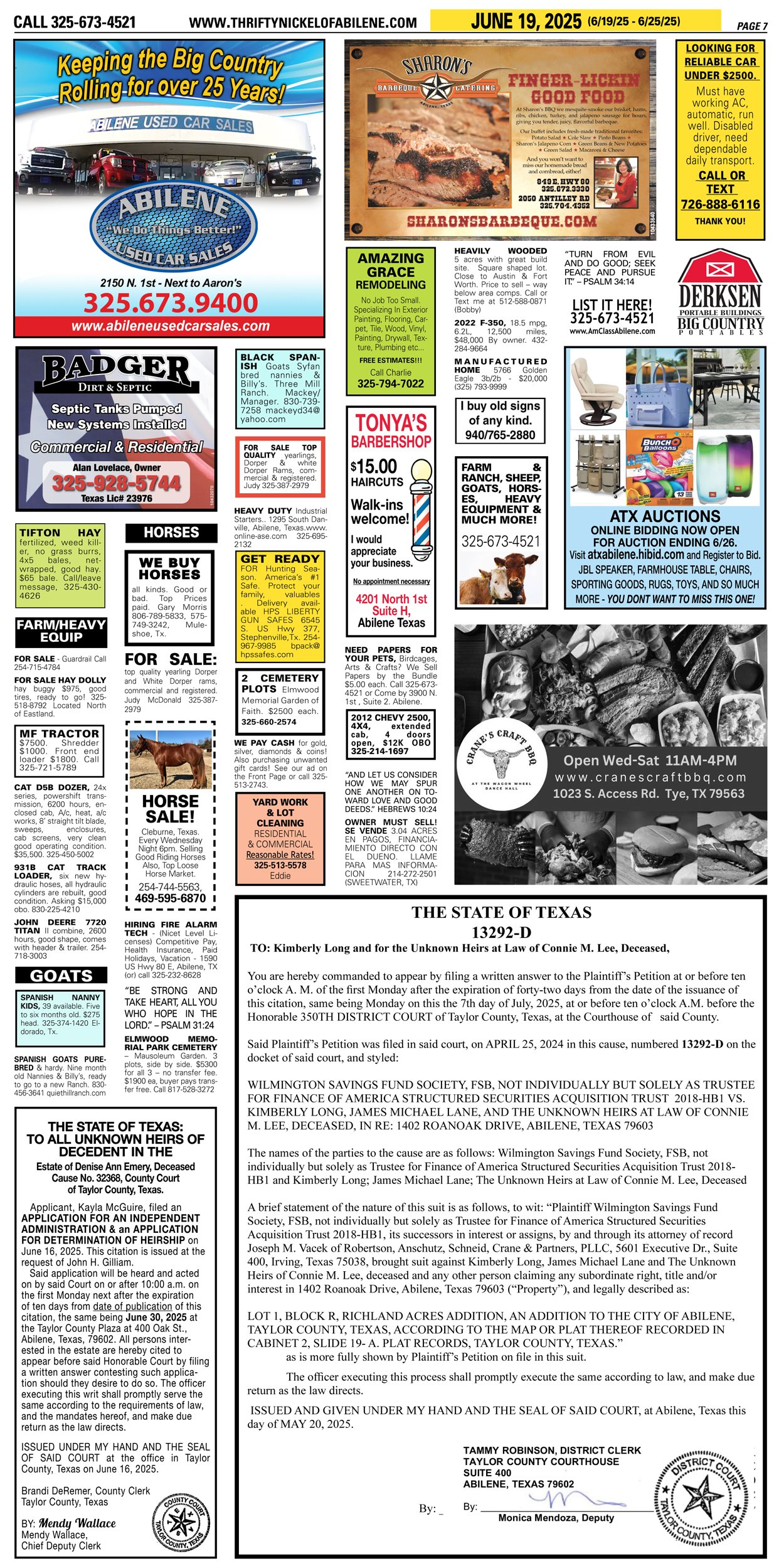 Public Legal Notices in Abilene Texas Taylor County