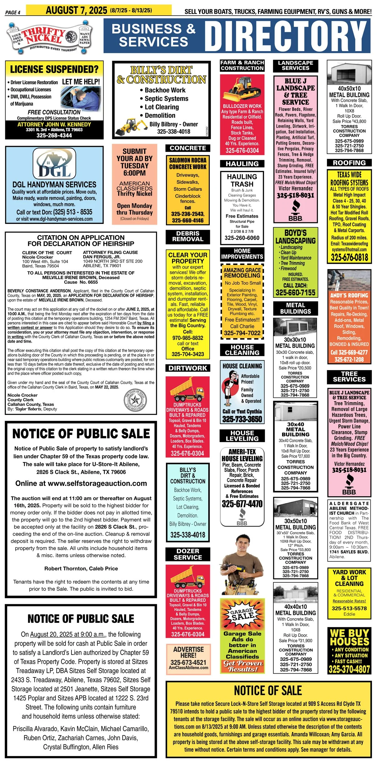 Public Legal Notices in Abilene Texas Taylor County