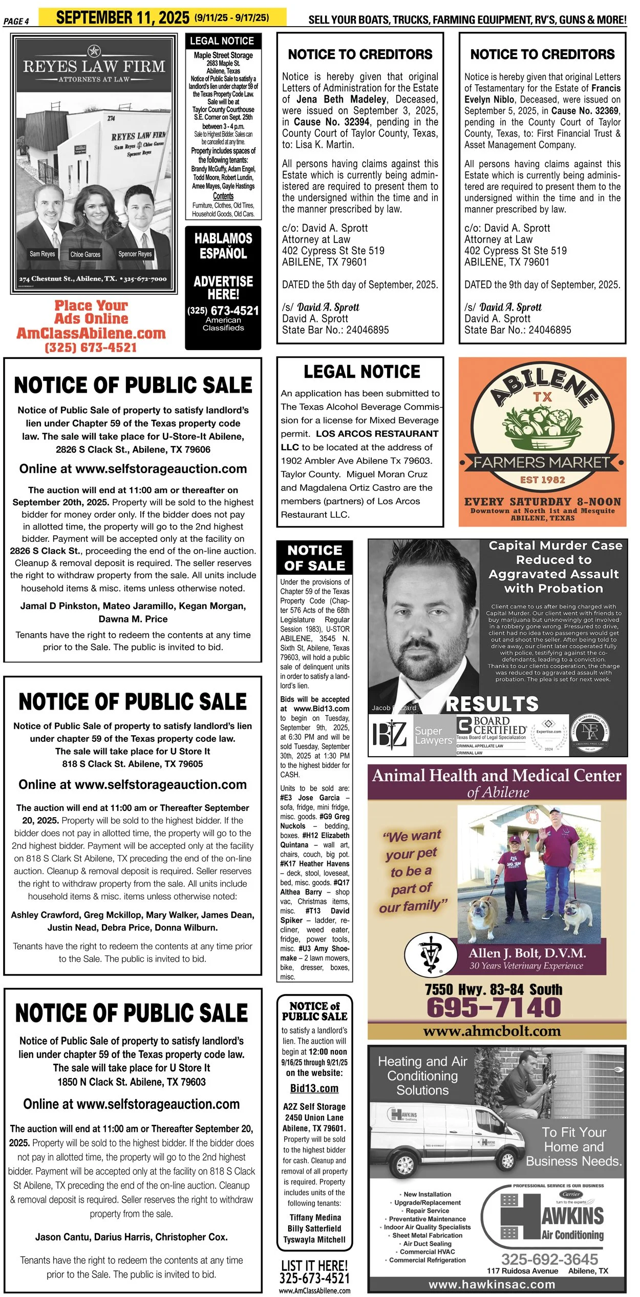 Public Legal Notices in Abilene Texas Taylor County