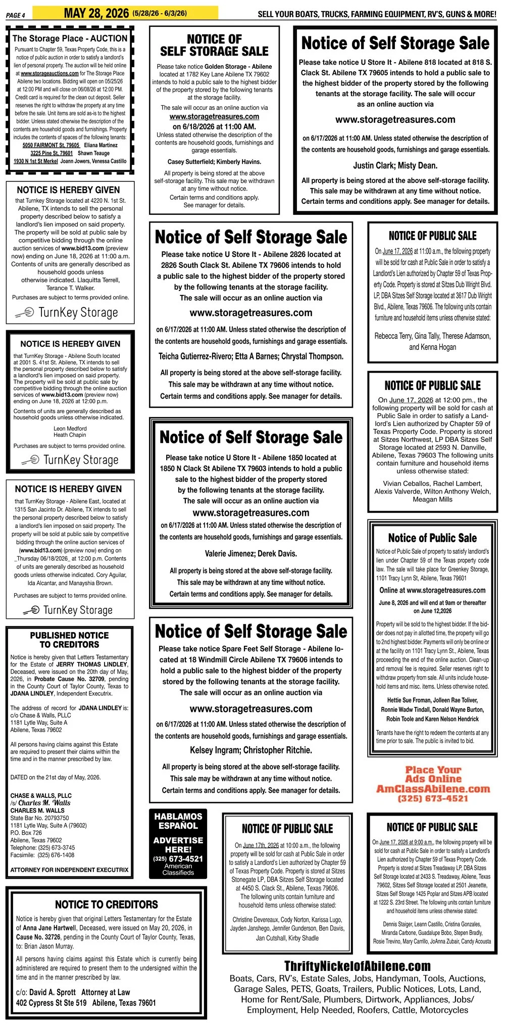 Publish public and legal notices in Abilene, Texas, and 30+ surrounding counties with fast, reliable placement in trusted Taylor County newspapers. We assist individuals, attorneys, and businesses with citation by publication, notice to creditors, ad