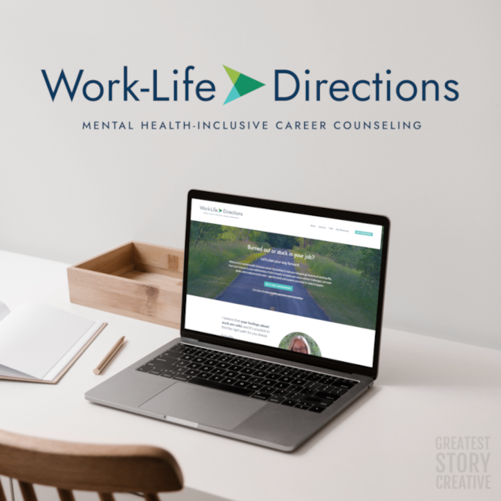 Work-Life Directions logo shown on a picture of a laptop on a desk