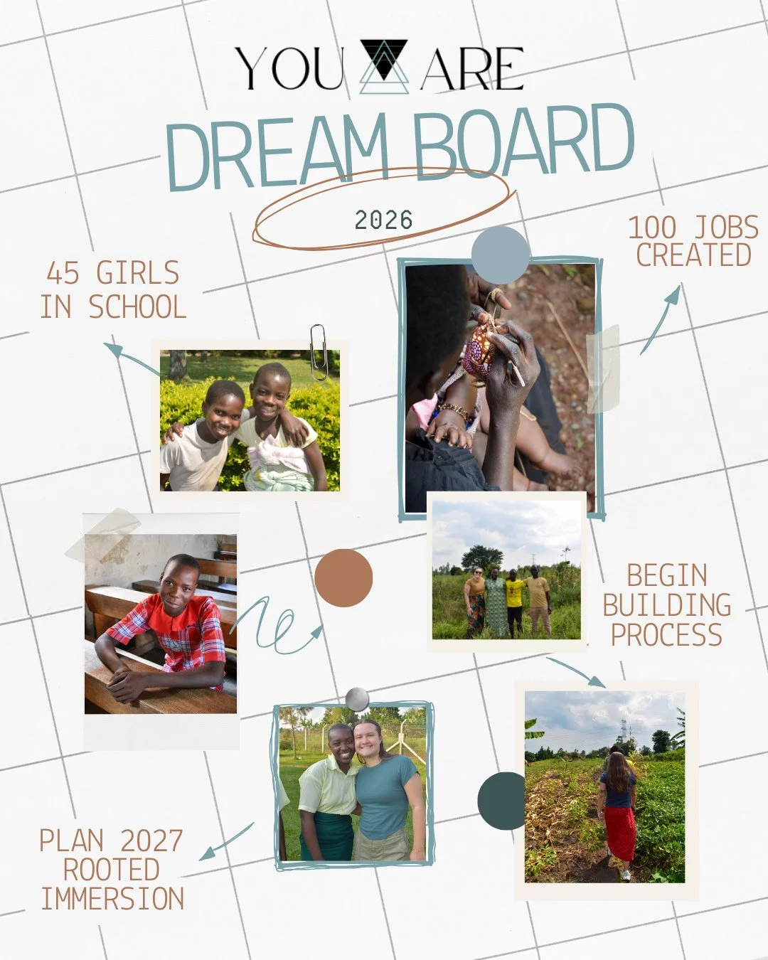 Check out our 2026 Dream Board 👀✨⁠
⁠
When 45 girls are in school, that&rsquo;s 45 empowered women who will lead in their communities.⁠
⁠
When 100 jobs are created, that&rsquo;s 100 single mothers and women standing strong on their own two feet&mdash