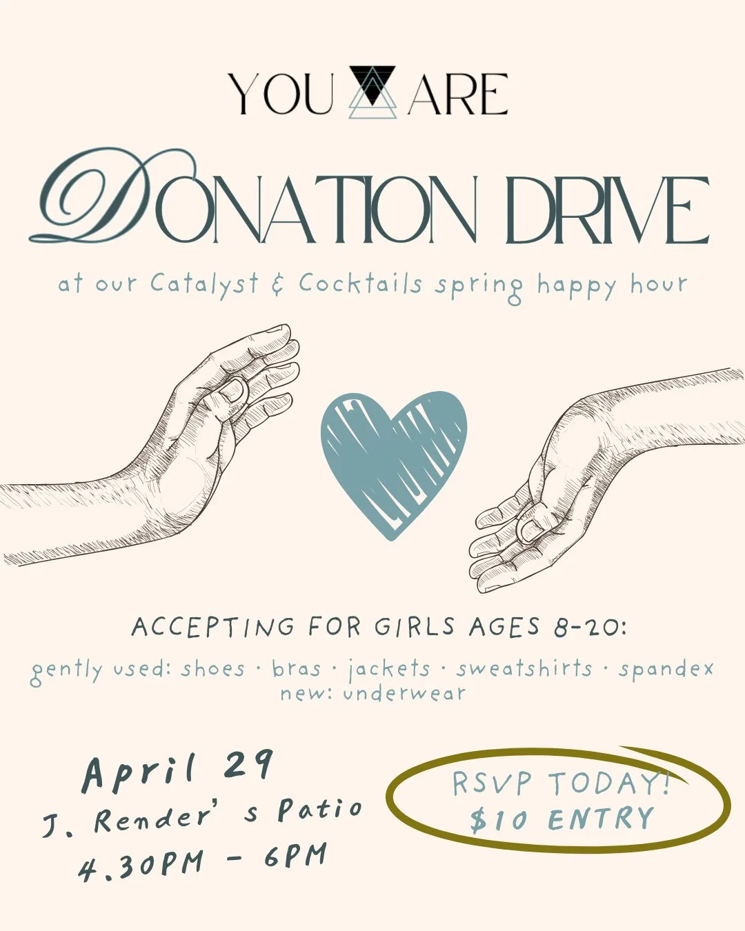 We're making Wednesday night count! 🙌 Join us at Catalyst &amp; Cocktails and bring a donation: new underwear or gently used sports bras, shoes, spandex, jackets, or sweatshirts.⁠
⁠
Come connect and be part of something bigger.⁠
⁠
RSVP Today at link