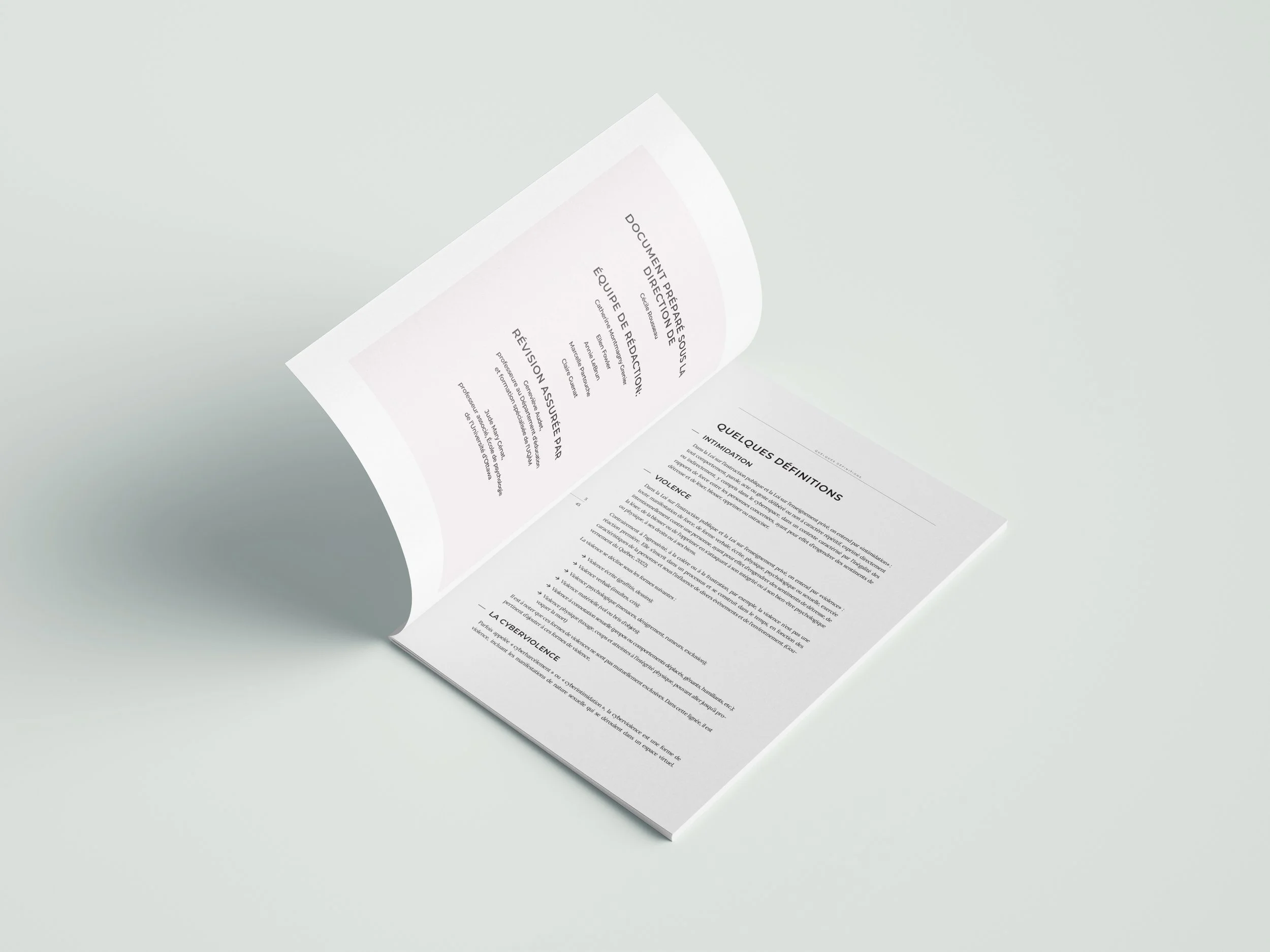 Page ouverte d'un document avec texte en français, contenant des définitions et des titres, posé sur une surface claire.