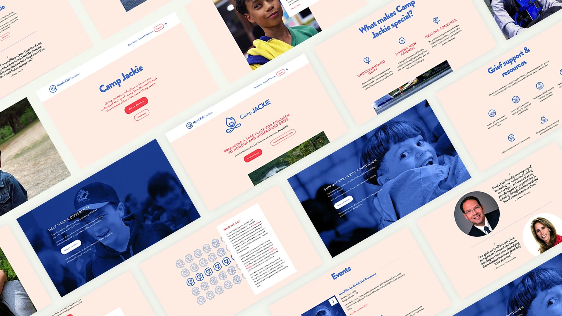 Page d'accueil d'une organisation caritative dédiée aux enfants, avec des sections sur la sensibilisation, les événements et la façon de soutenir la fondation.