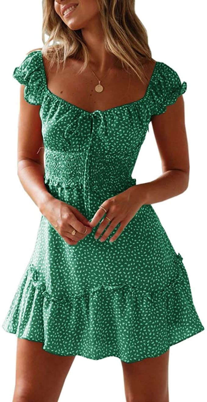 Green Short  Peasant Dress