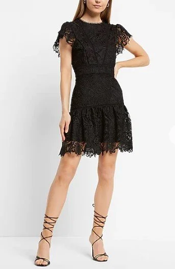 Lace Flutter Sleeve Dress