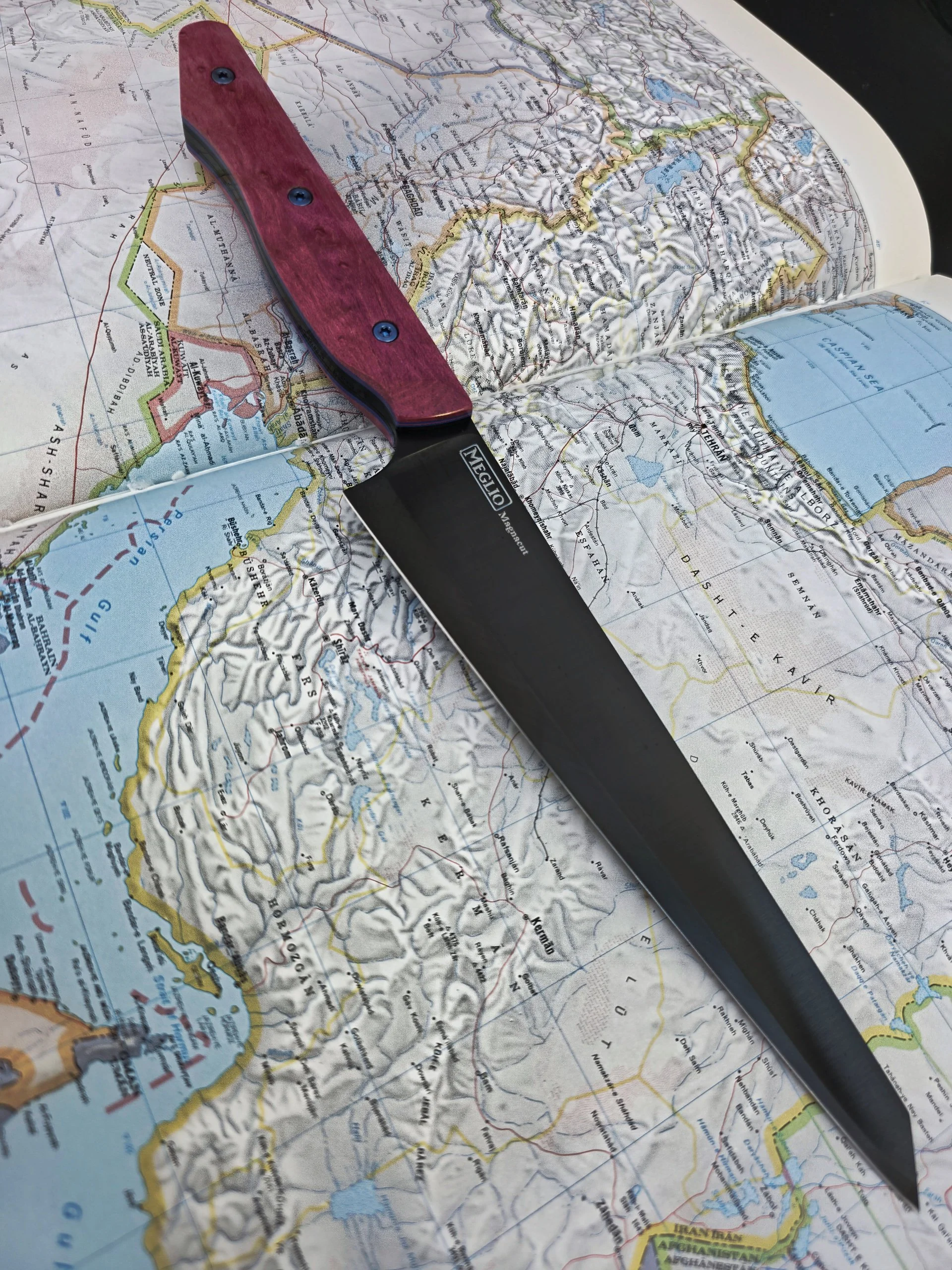 Full Custom DLC 7 inch Magnacut Honesuki Magenta Birdseye Maple