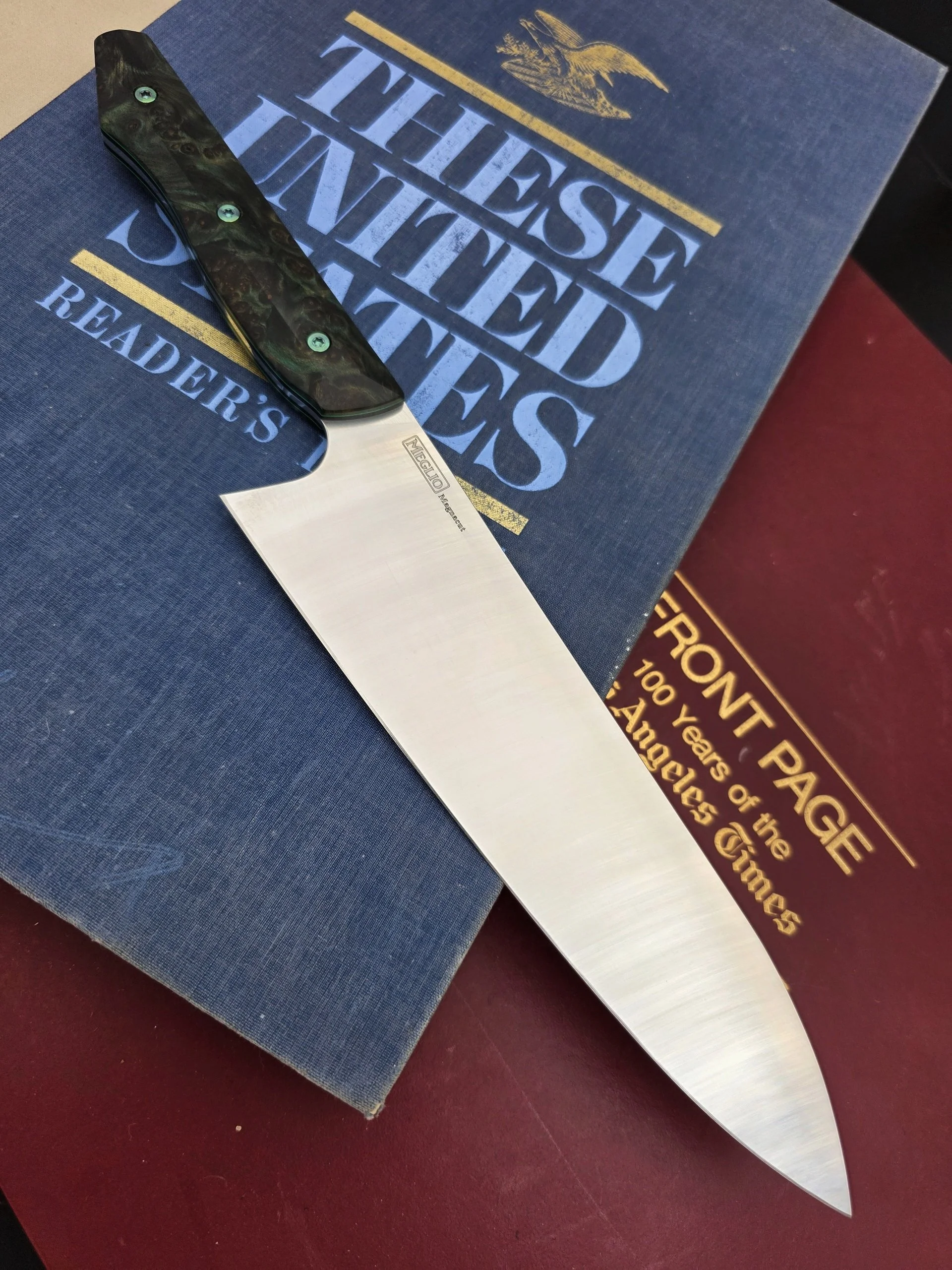 Semi Custom 8 inch Gyuto Green Redwod Burl