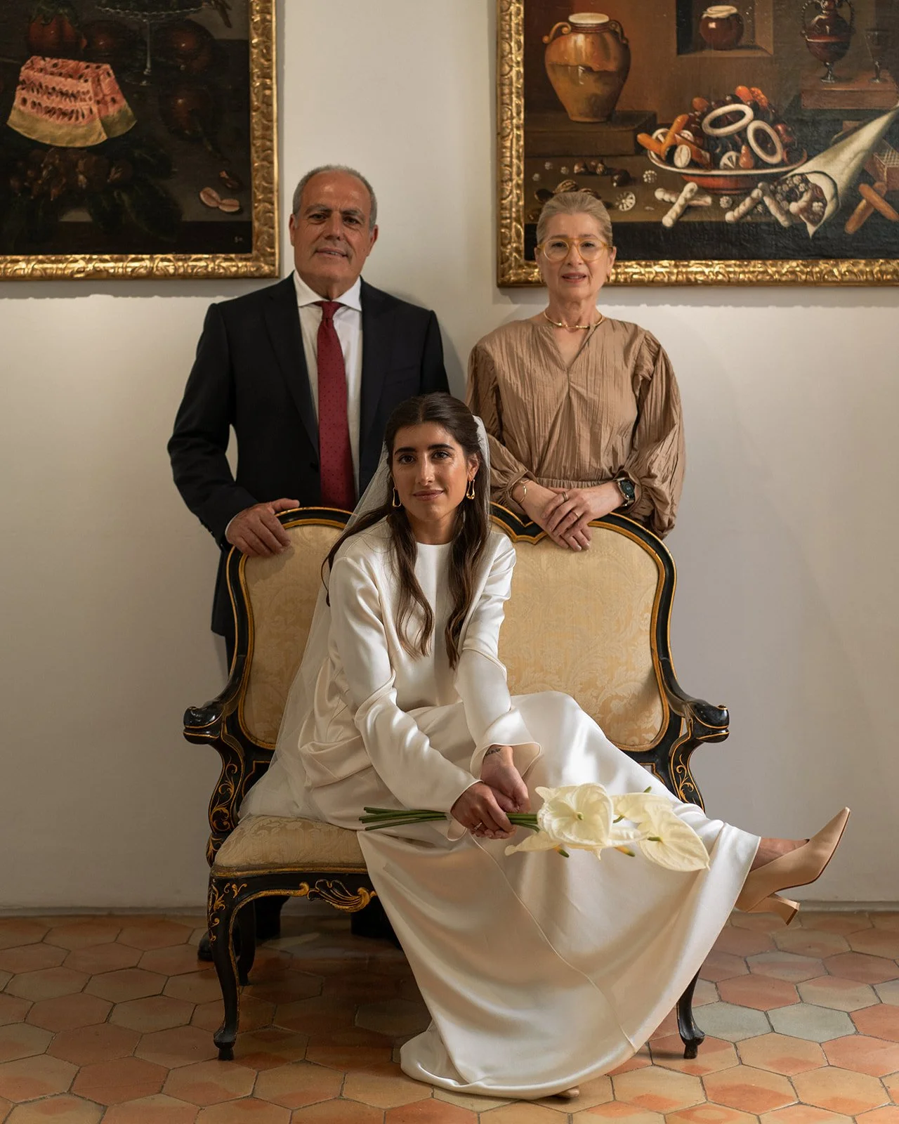 La sublime mariée Elisenda et ses parents