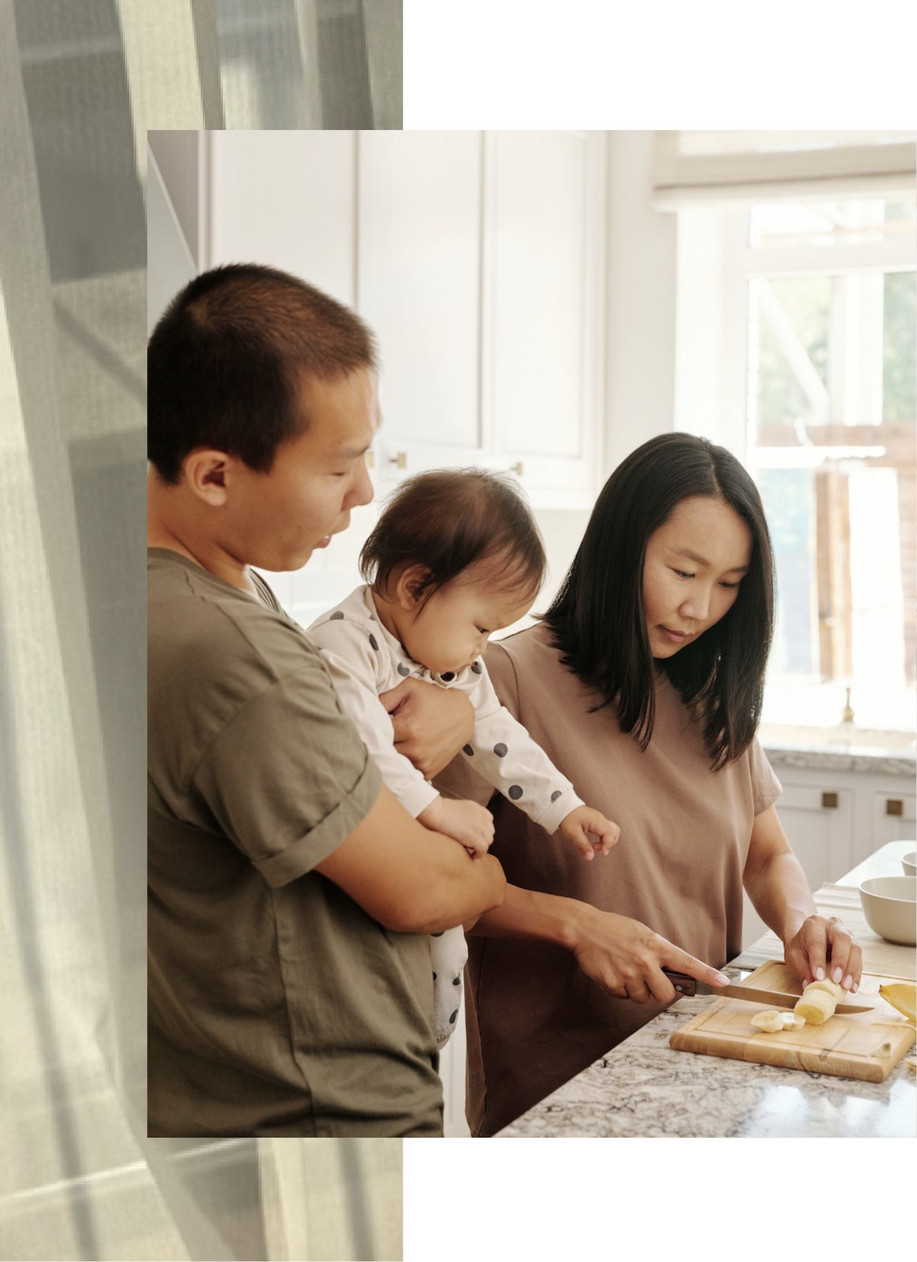 Family making breakfast in their kitchen