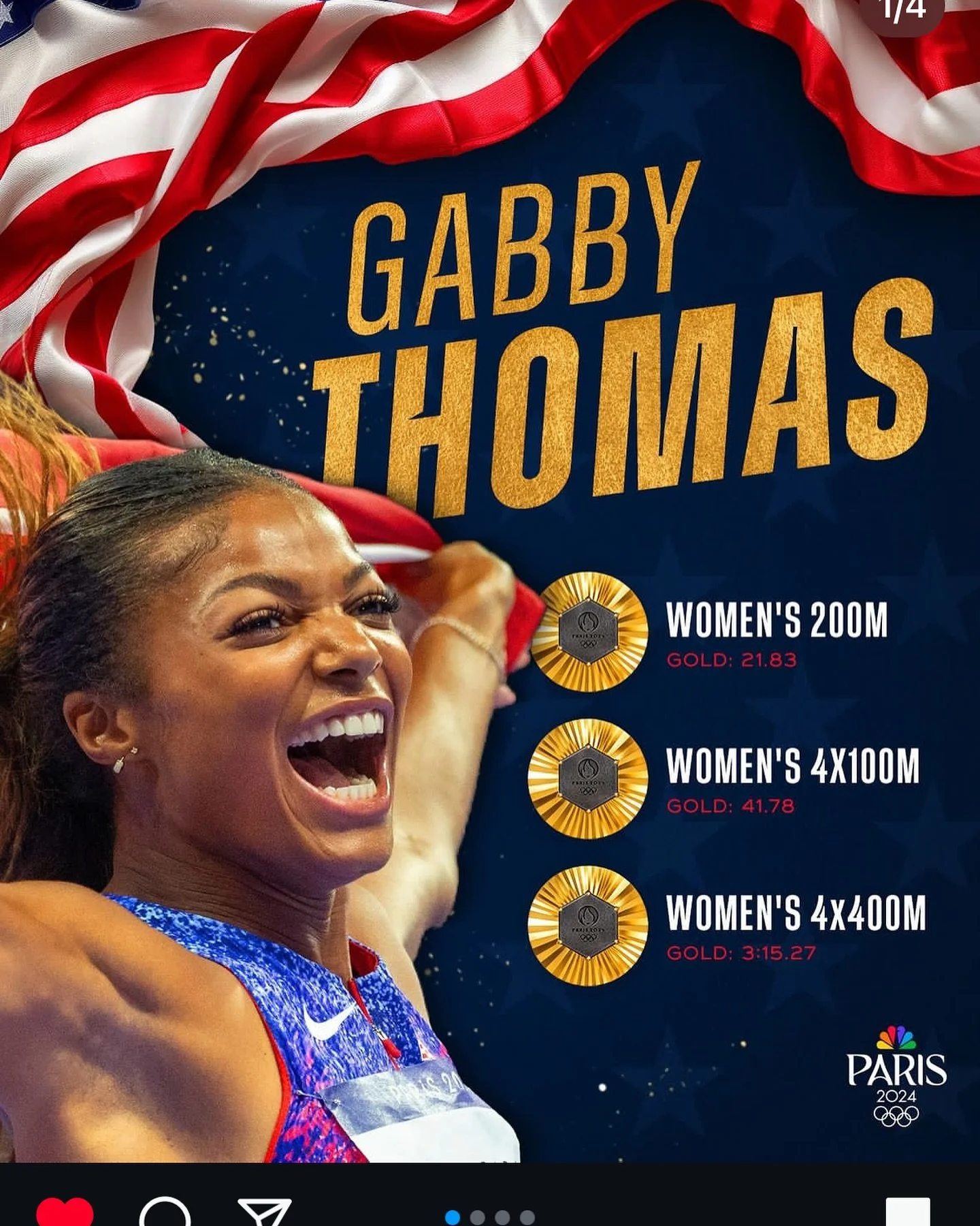 Congrats @gabbythomas on three straight Golds!! 🥇🥇🥇
