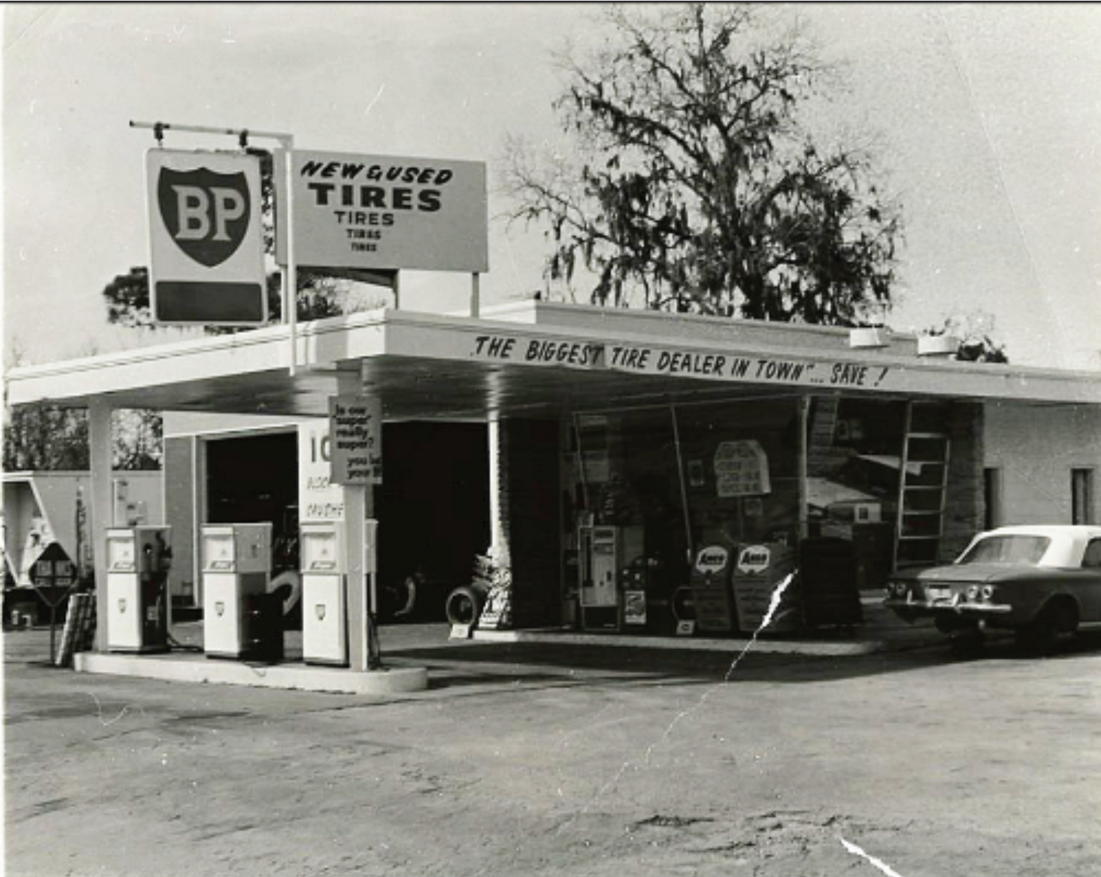 BP Gas Station in the late 1940s