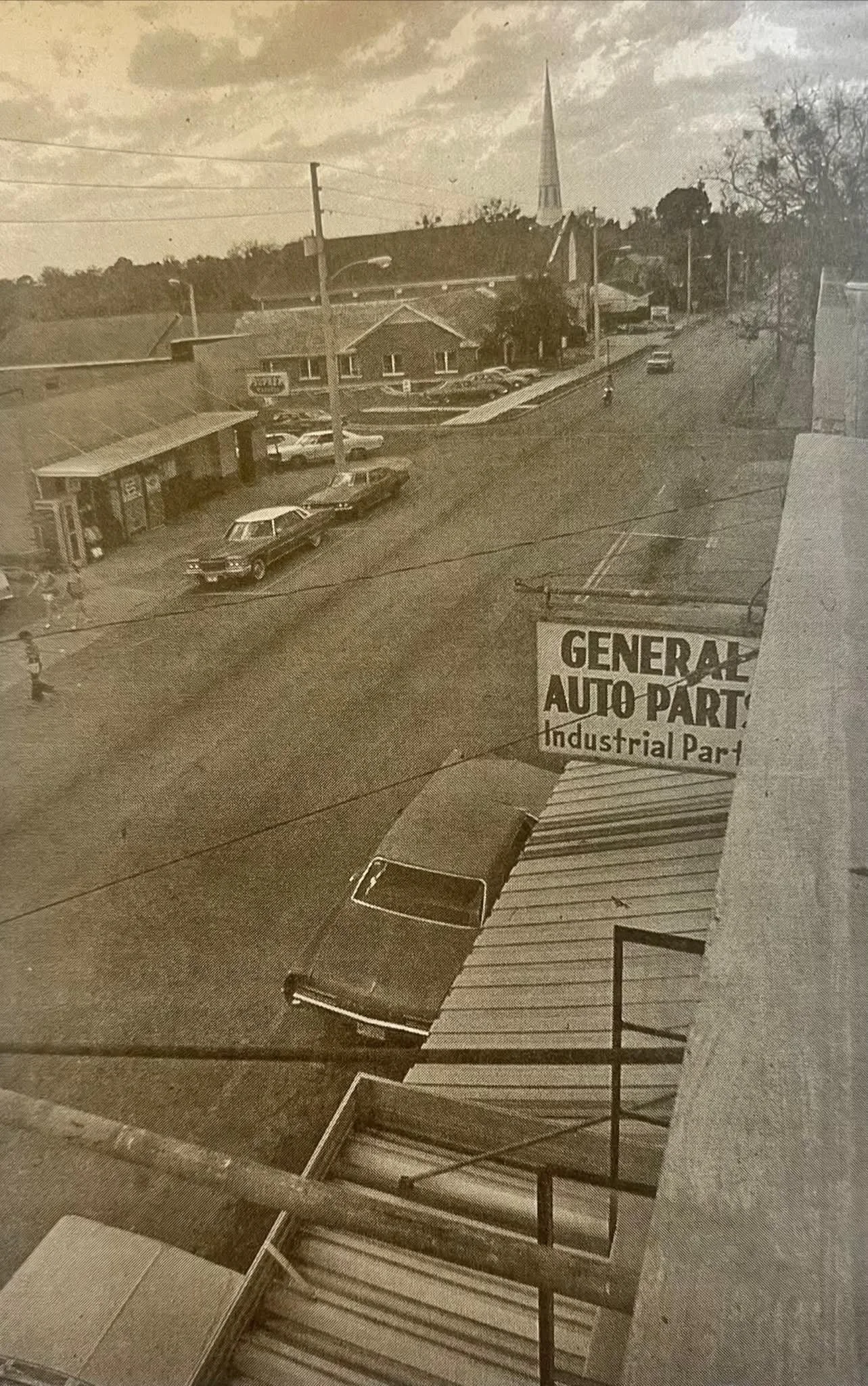 Carlton's Suprex Market taken from the roofline across the street in 1975