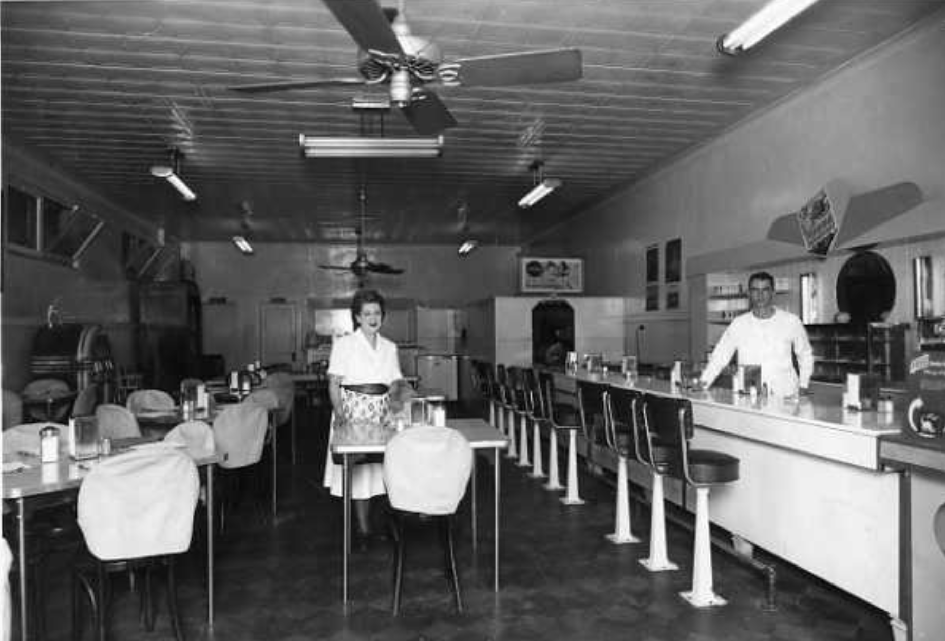 Inside of Spencer's Tangerine Grill in the late 1940s